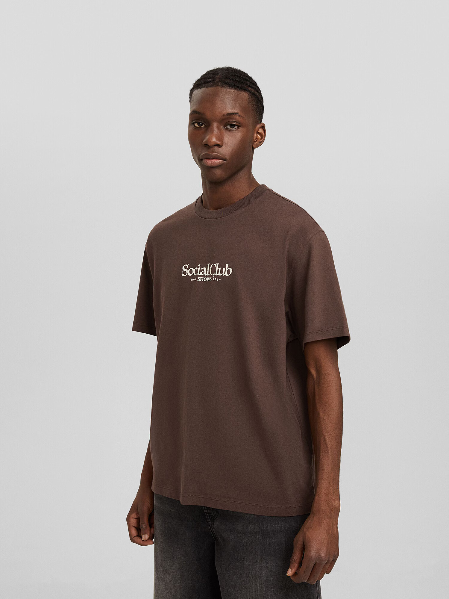 Bershka Tricou bej / ciocolatiu / lila - Pled.ro