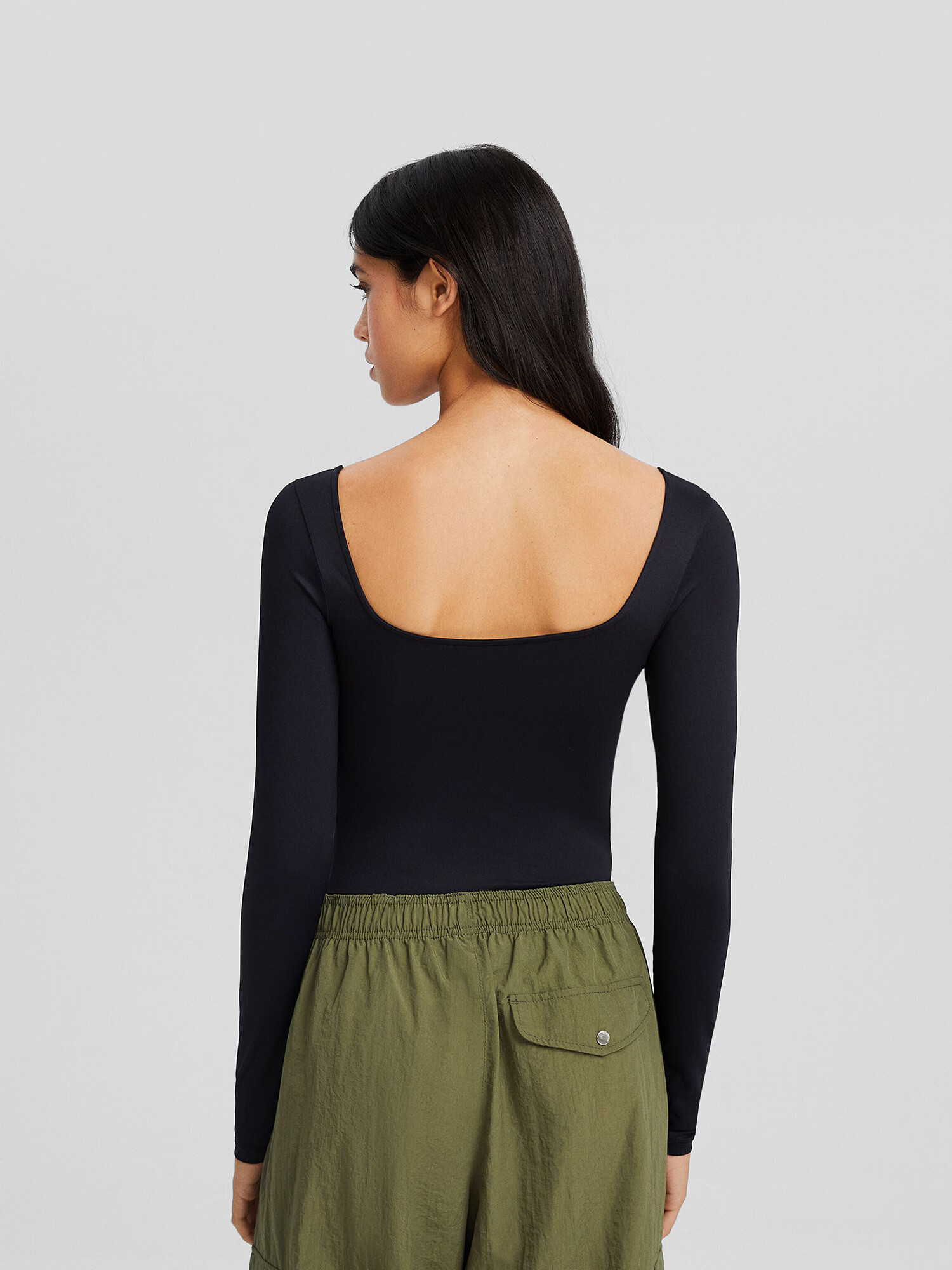 Bershka Tricou body negru - Pled.ro