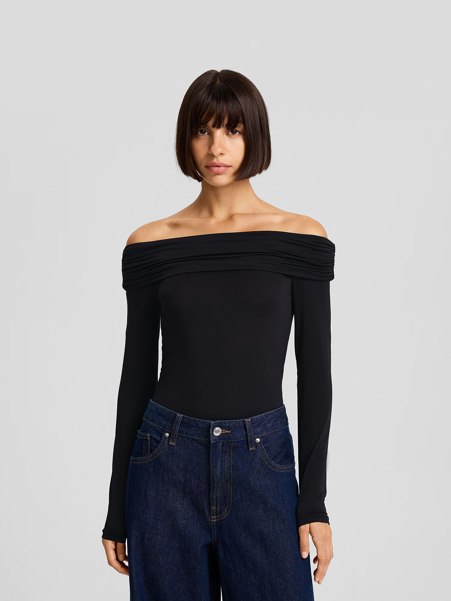 Bershka Tricou body negru - Pled.ro