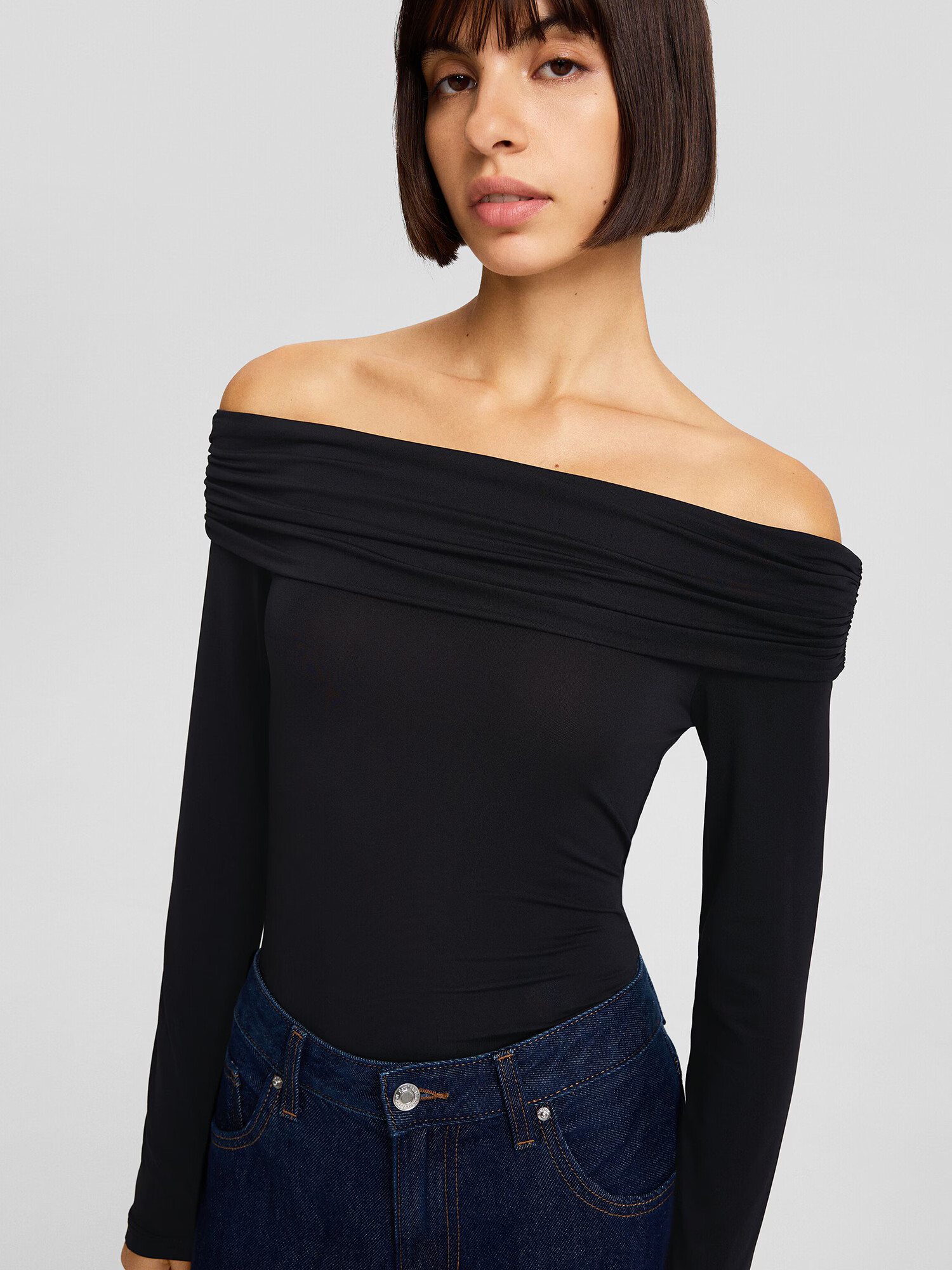 Bershka Tricou body negru - Pled.ro