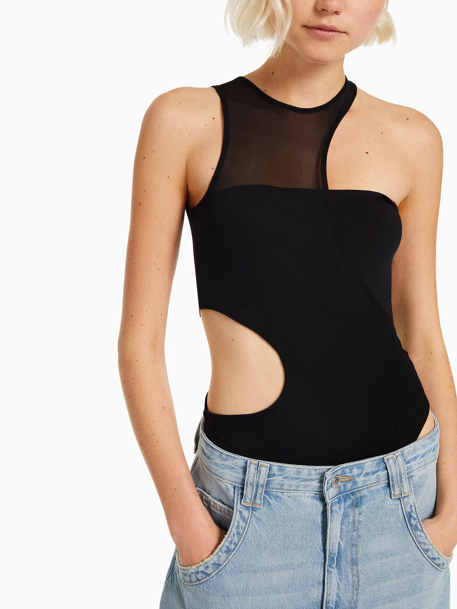 Bershka Tricou body negru - Pled.ro