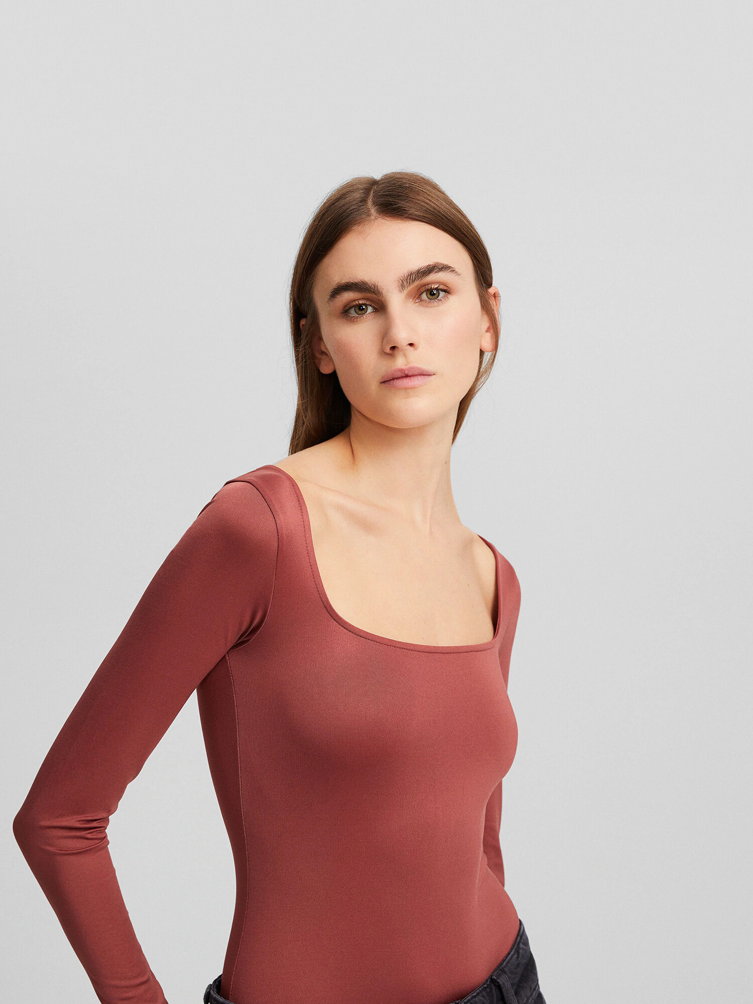 Bershka Tricou body portocaliu somon - Pled.ro