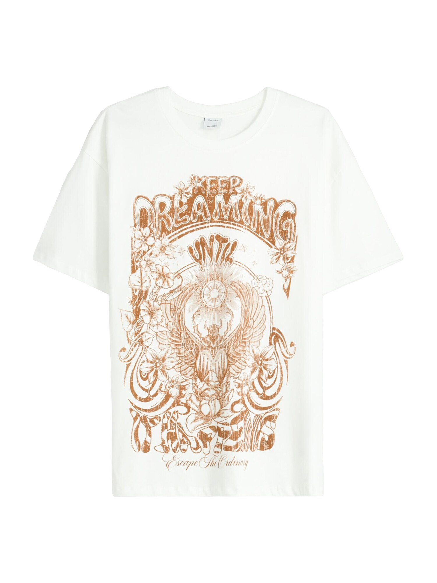 Bershka Tricou brocart / alb - Pled.ro