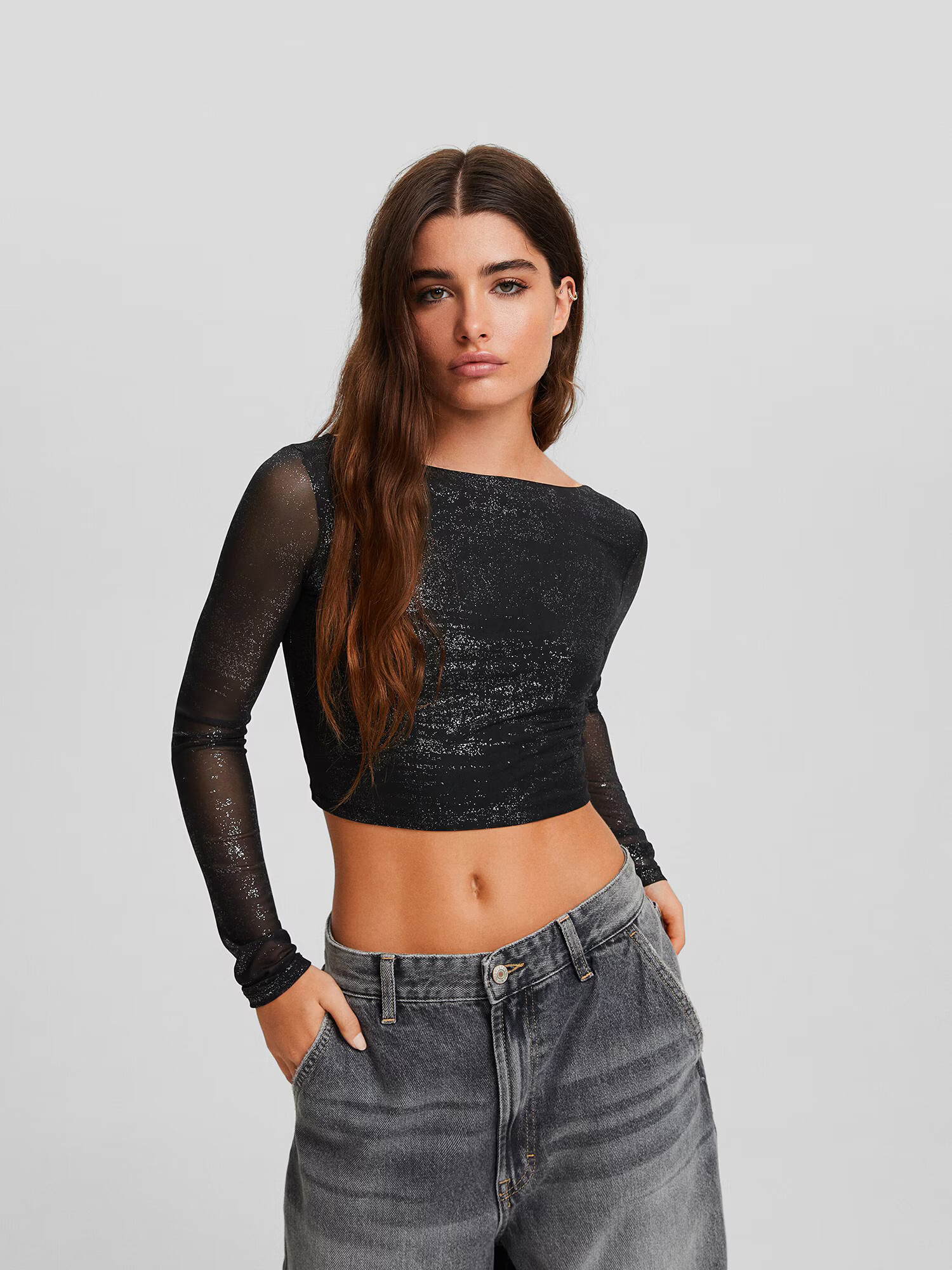 Bershka Tricou negru - Pled.ro