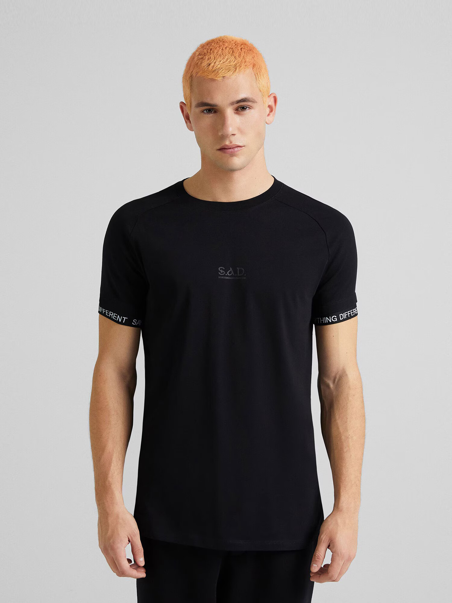 Bershka Tricou negru / alb - Pled.ro