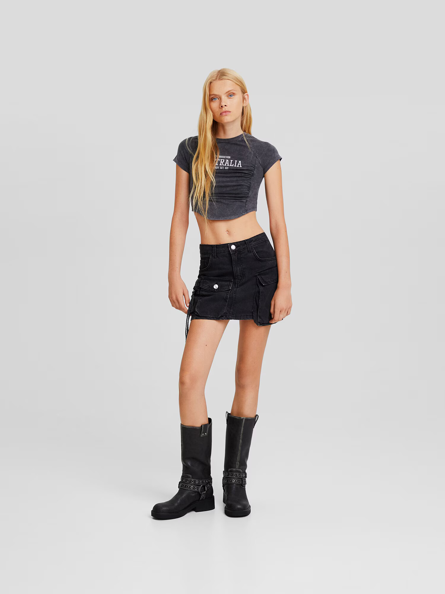 Bershka Tricou negru / alb - Pled.ro