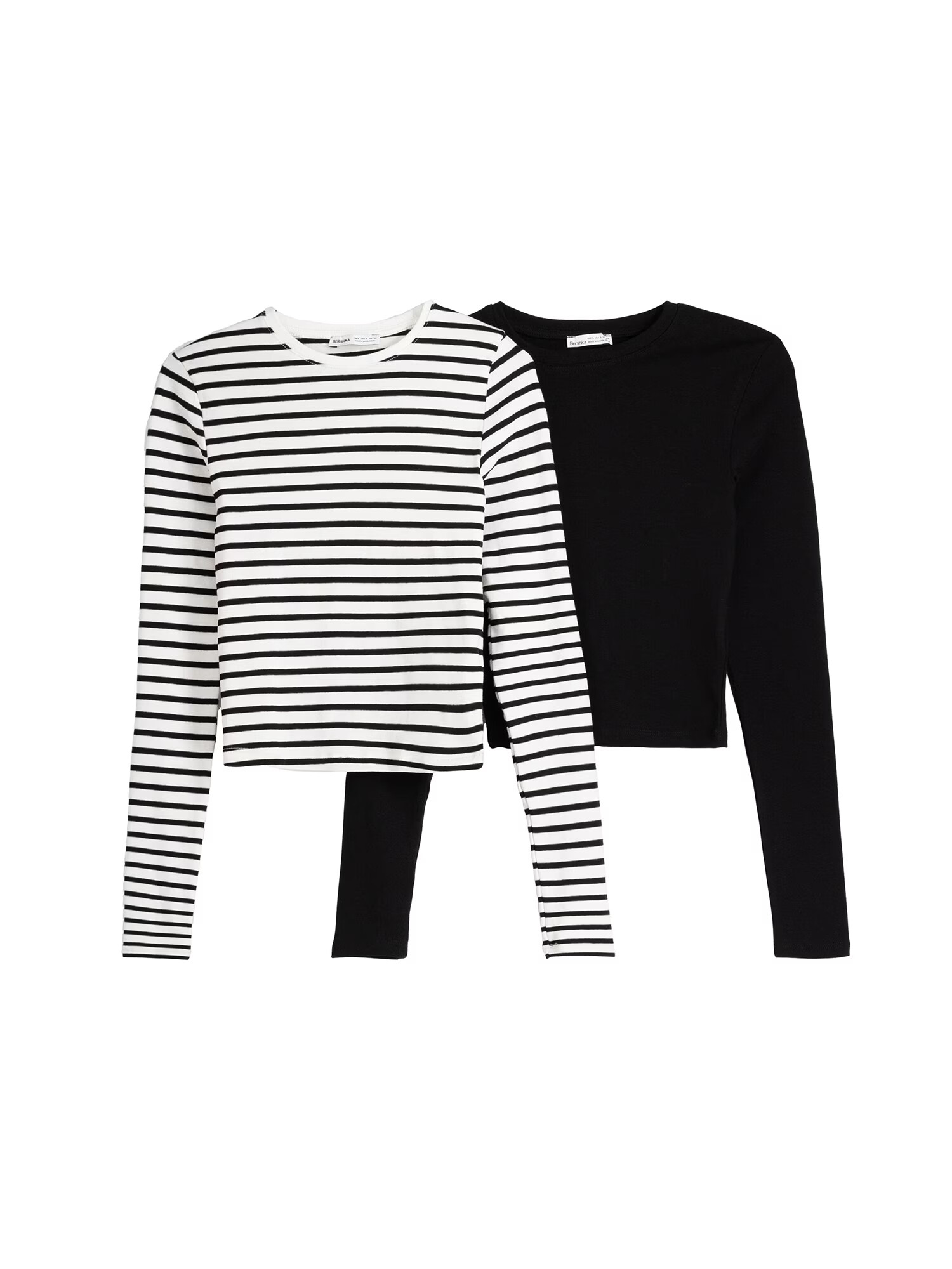 Bershka Tricou negru / alb - Pled.ro