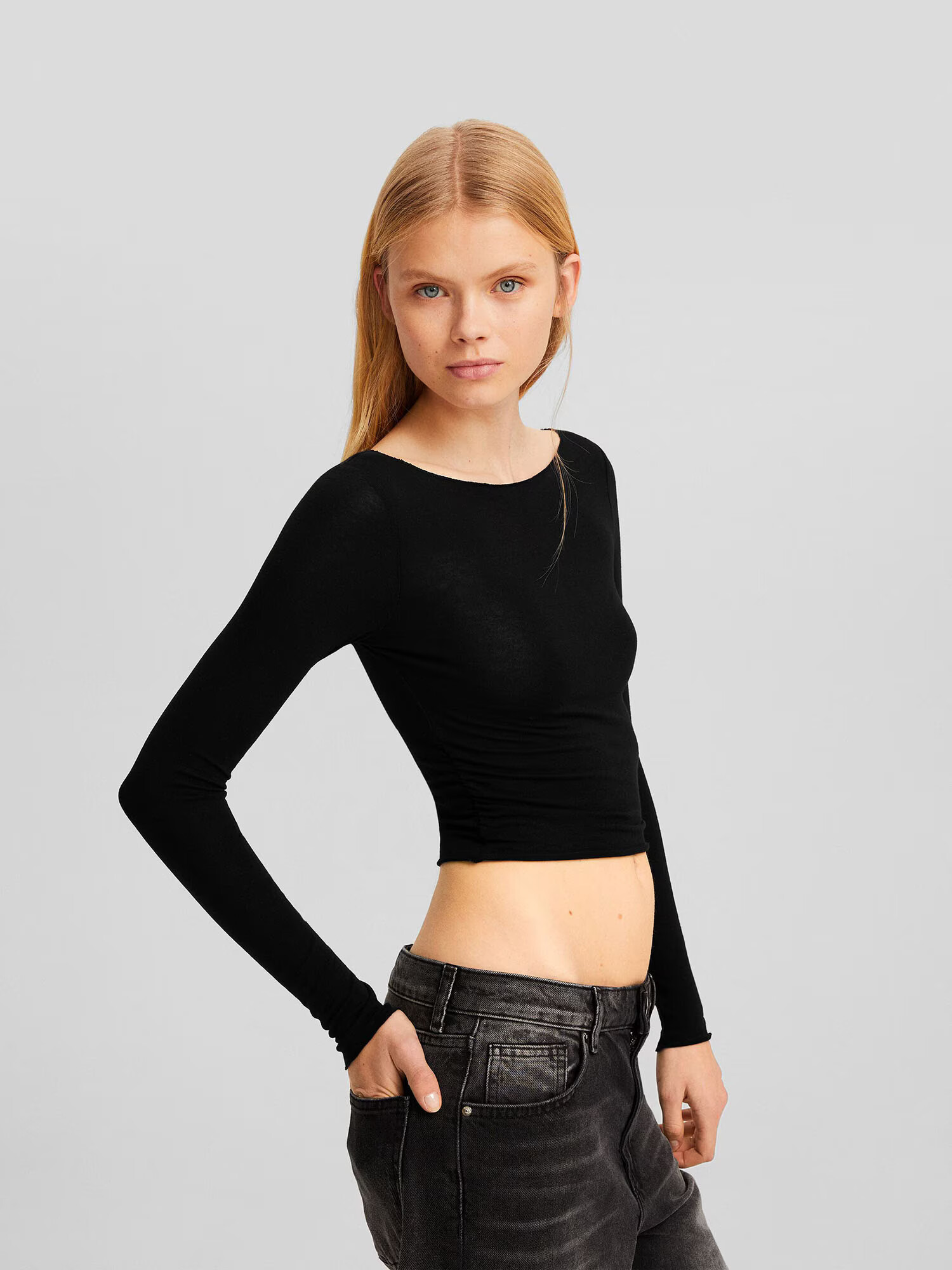 Bershka Tricou negru / alb - Pled.ro