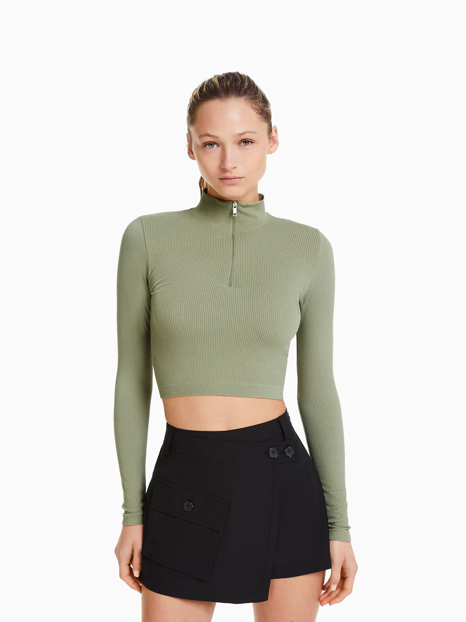 Bershka Tricou verde - Pled.ro