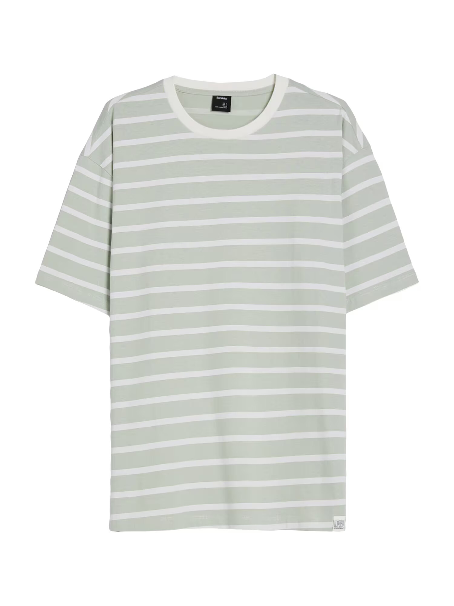 Bershka Tricou verde mentă / alb - Pled.ro