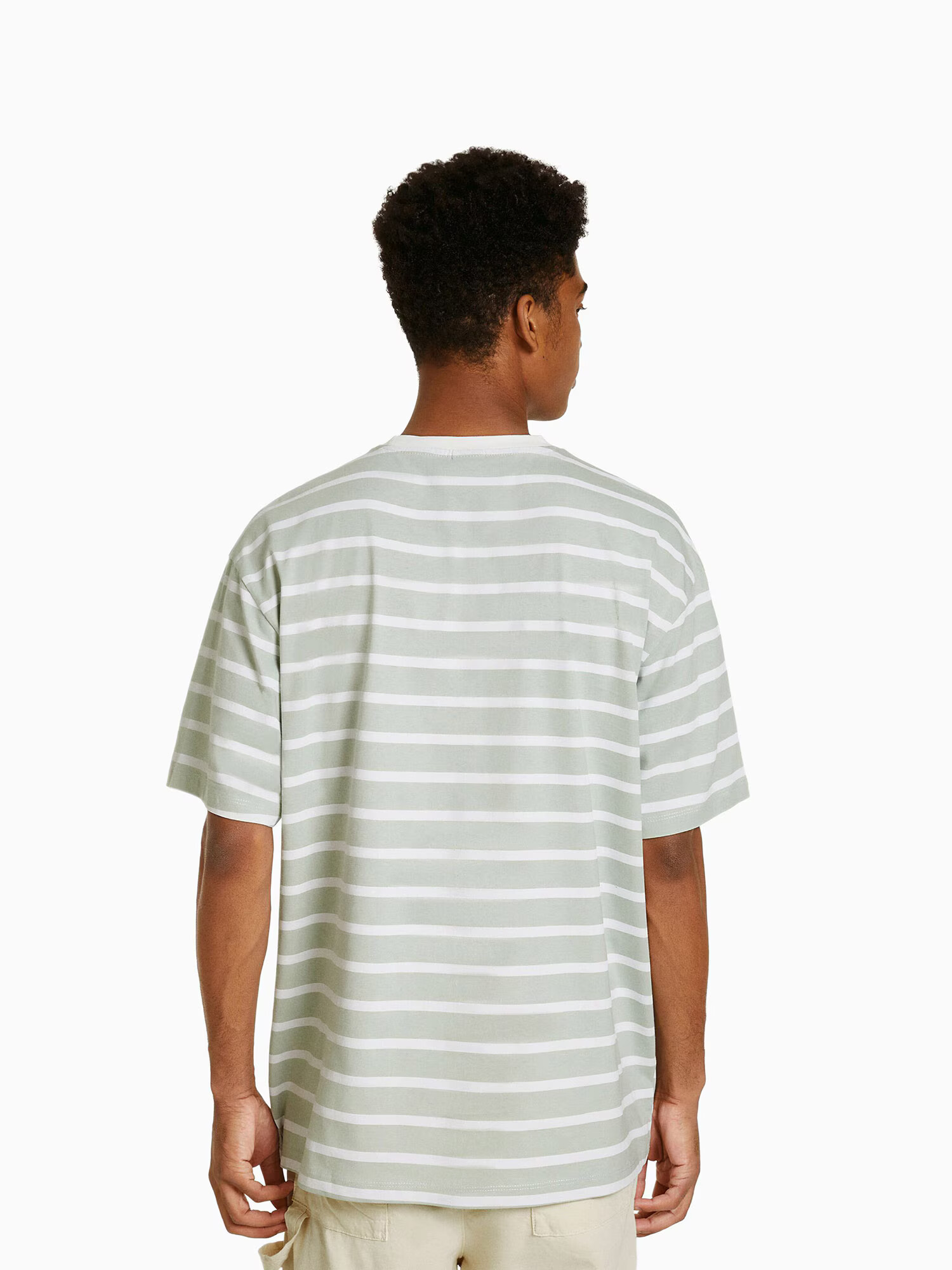 Bershka Tricou verde mentă / alb - Pled.ro