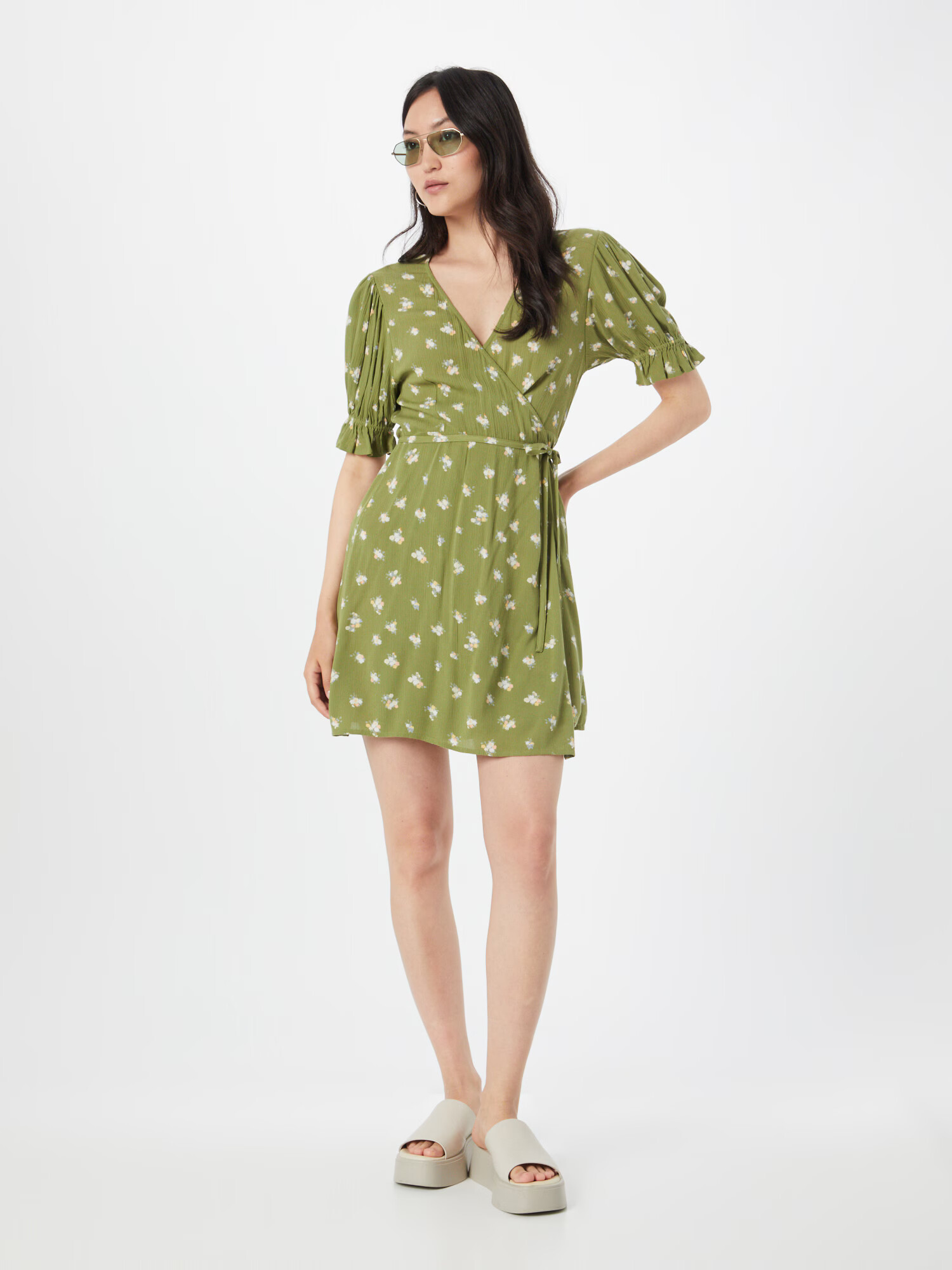 BILLABONG Rochie de vară 'CHIQUITA' albastru fumuriu / verde stuf / portocaliu caisă / alb - Pled.ro