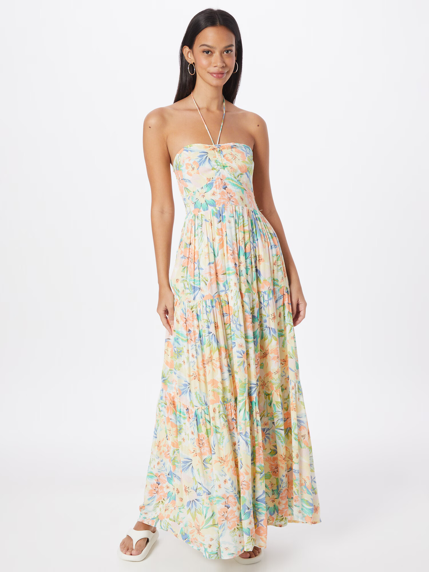 BILLABONG Rochie de vară 'Lovely Sunset' albastru fumuriu / verde deschis / portocaliu caisă / alb murdar - Pled.ro