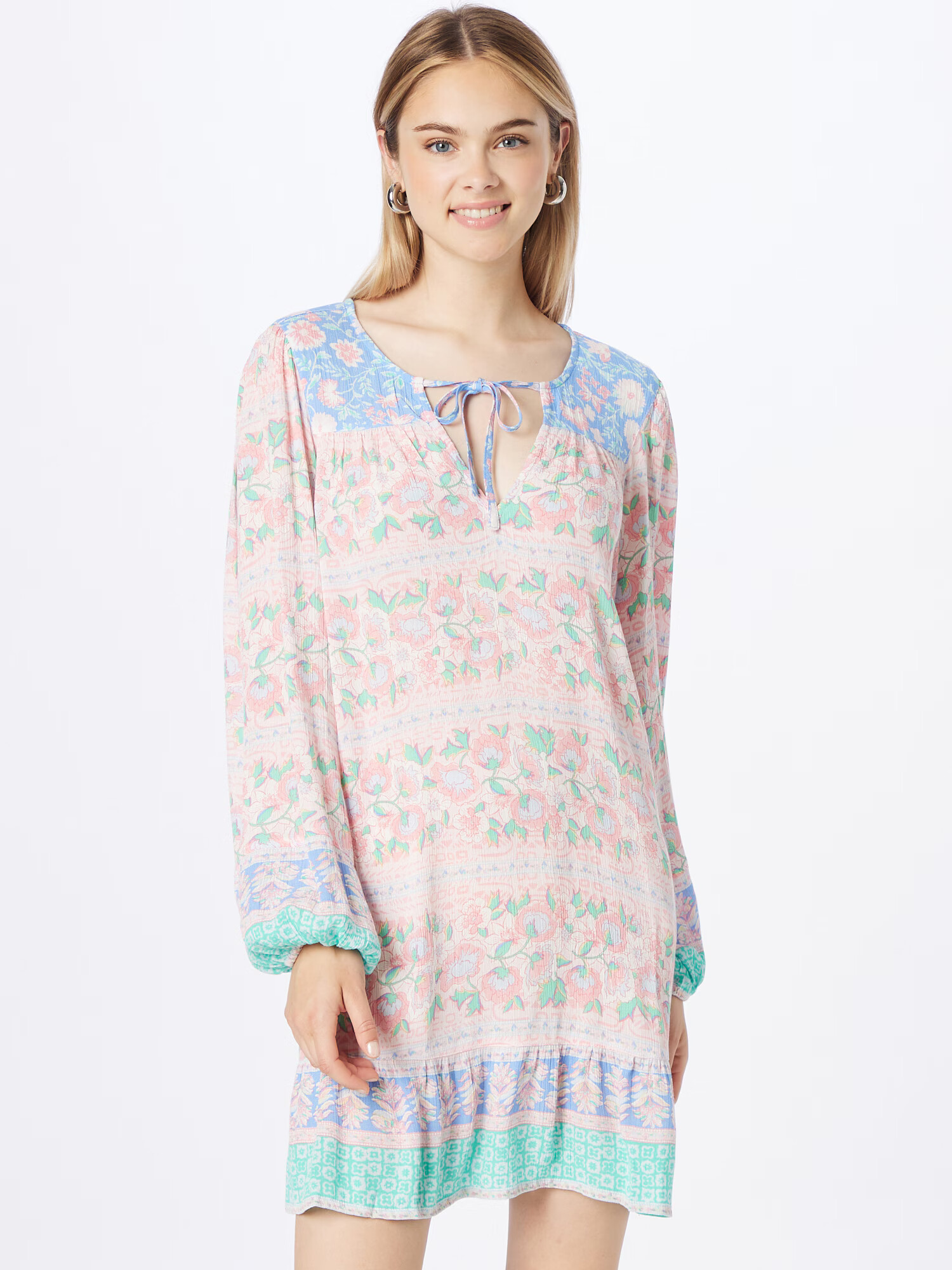 BILLABONG Rochie tip bluză 'Boho Babe' albastru deschis / verde / verde jad / roz - Pled.ro