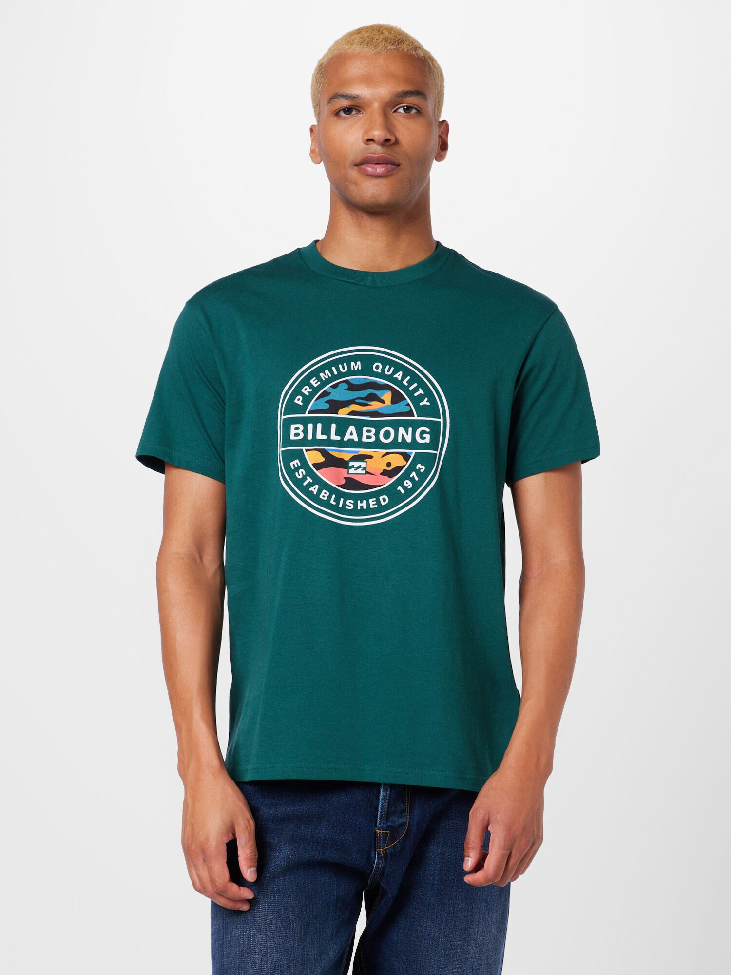 BILLABONG Tricou azur / verde petrol / portocaliu somon / alb - Pled.ro