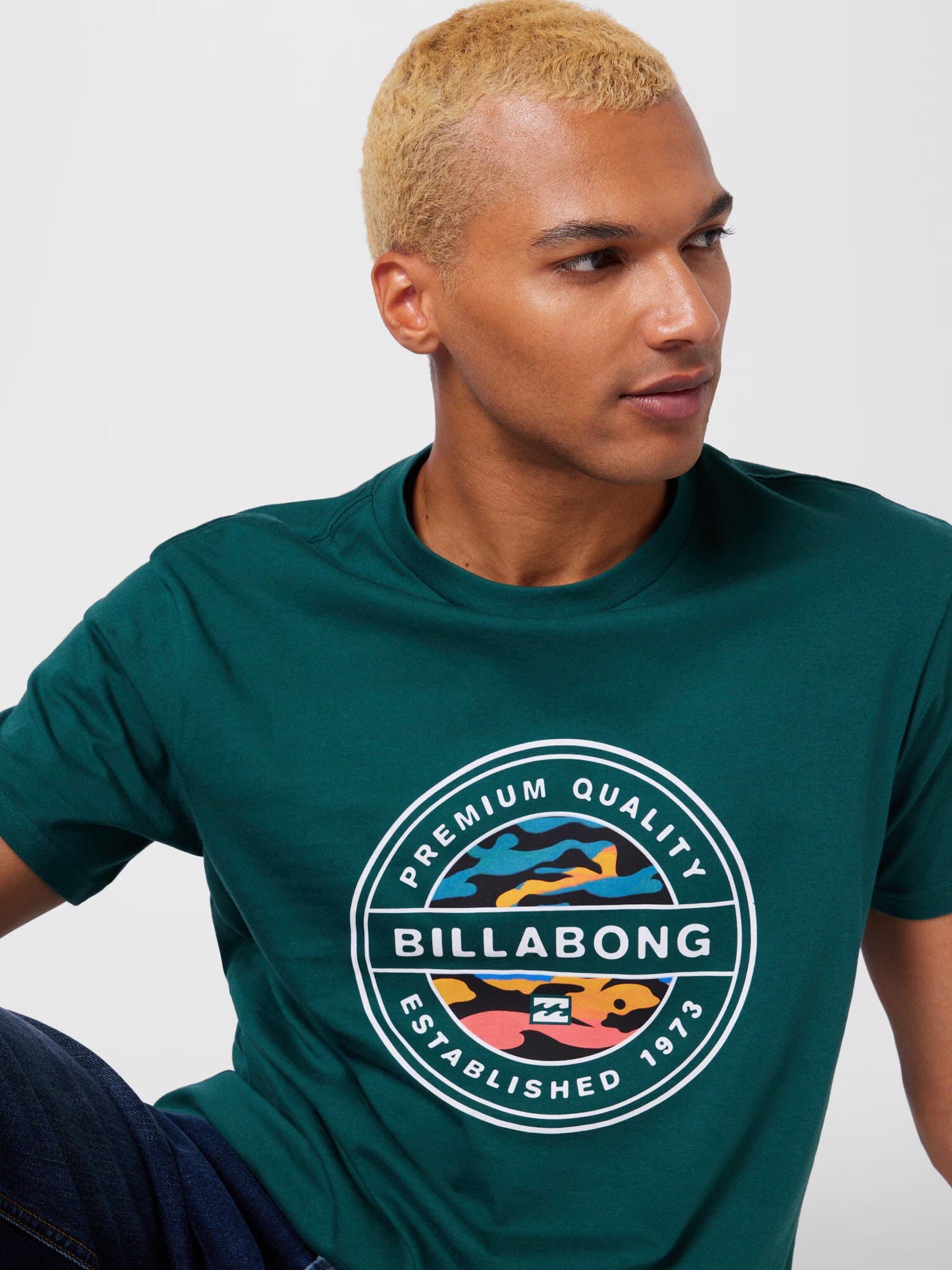 BILLABONG Tricou azur / verde petrol / portocaliu somon / alb - Pled.ro