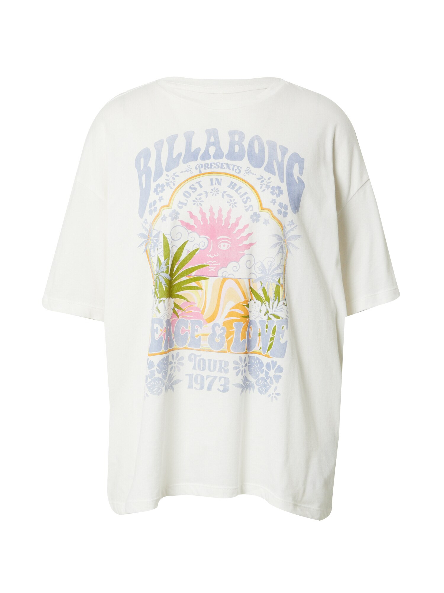 BILLABONG Tricou 'PEACE AND LOVE' gri deschis / verde / mov deschis / portocaliu deschis - Pled.ro