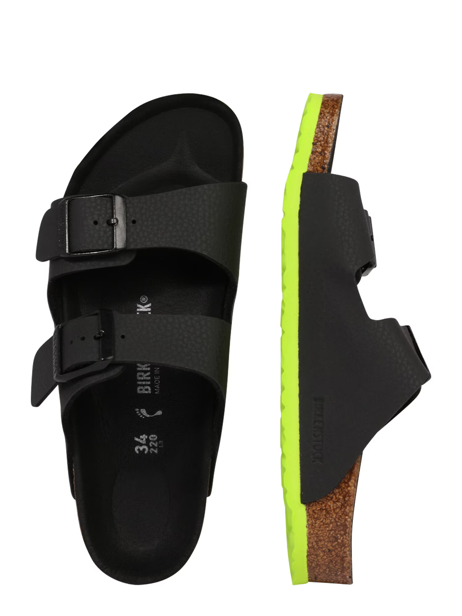 BIRKENSTOCK Pantofi deschiși verde neon / negru - Pled.ro