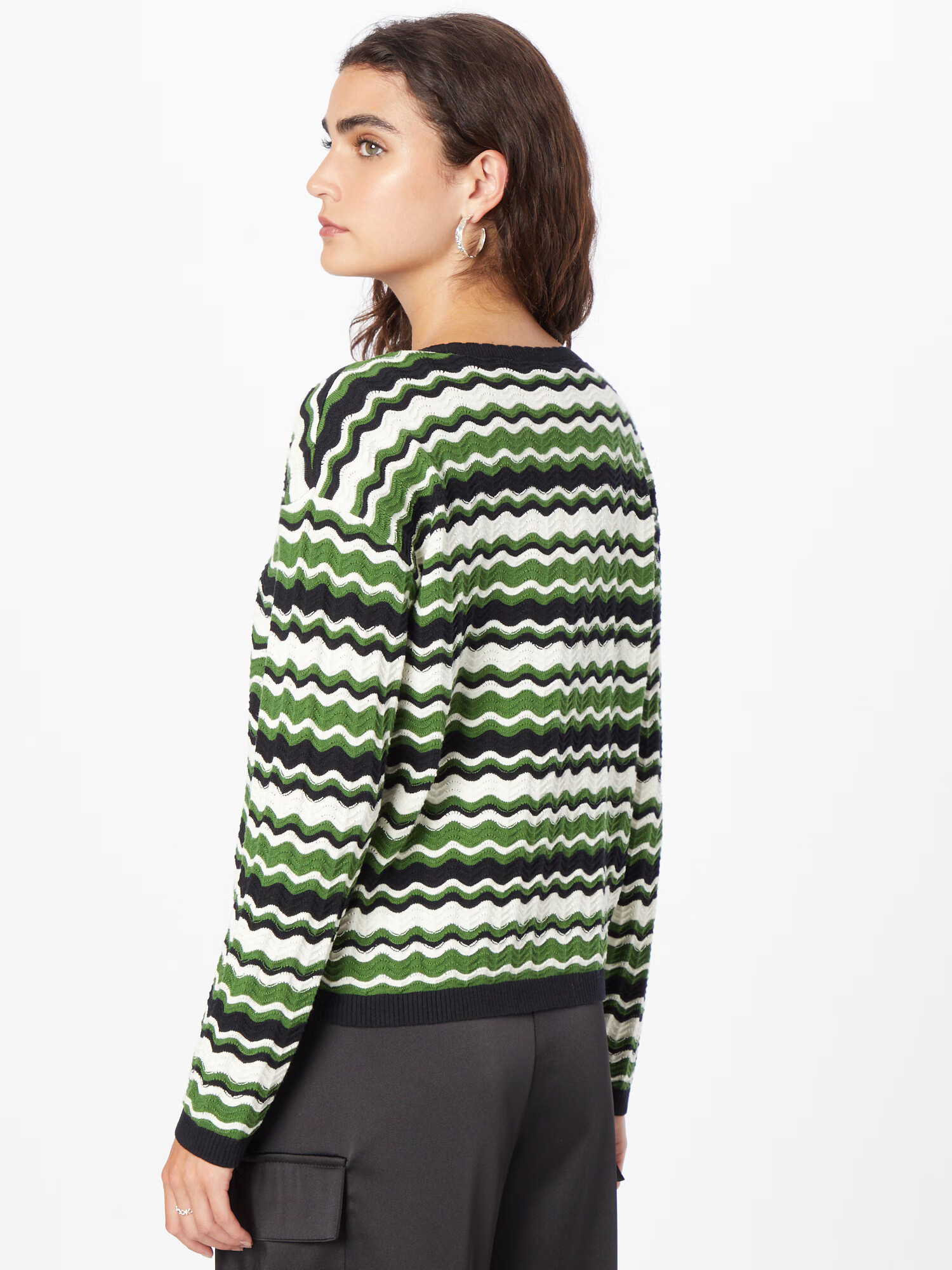 Blutsgeschwister Pulover 'Chic Promenade' verde / negru / alb - Pled.ro