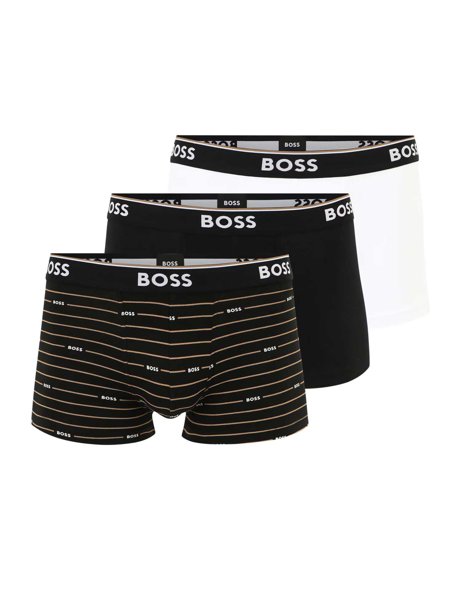 BOSS Black Boxeri bej / negru / alb - Pled.ro