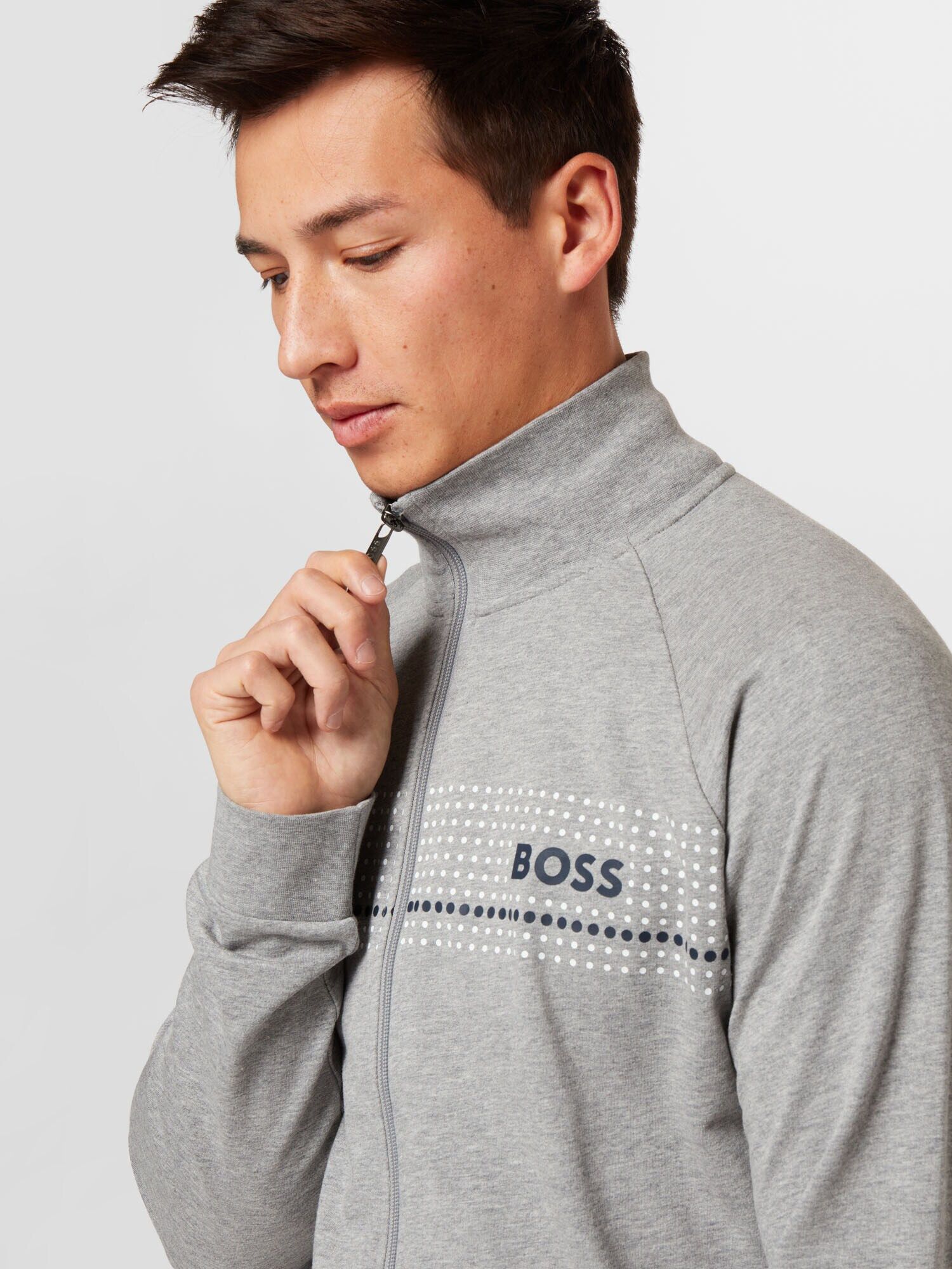 BOSS Black Hanorac 'Authentic Jacket Z' bleumarin / gri amestecat / alb - Pled.ro