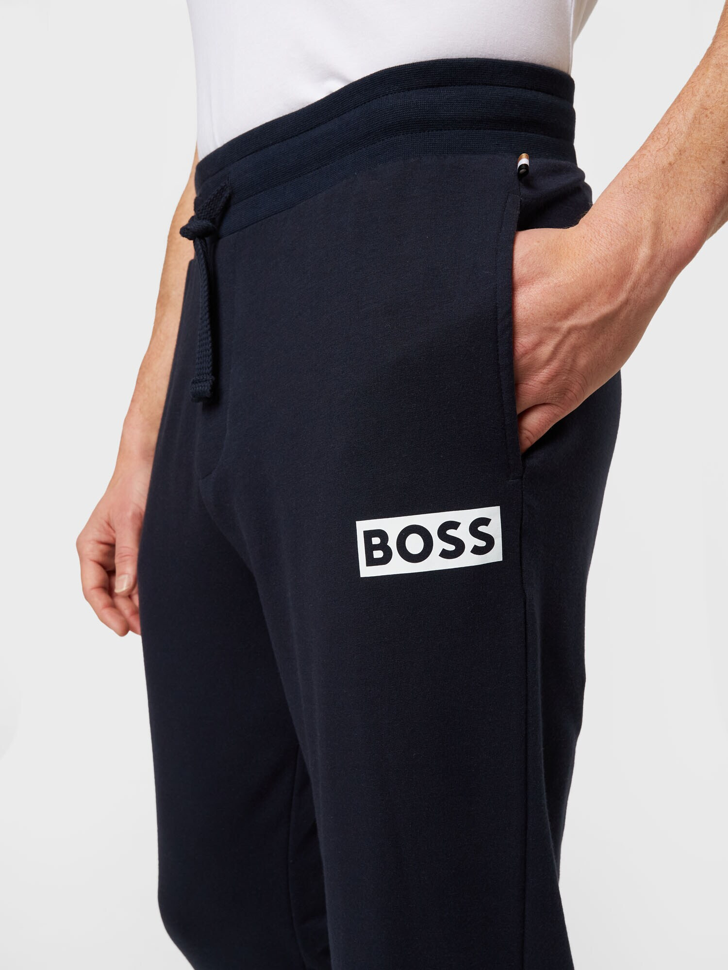 BOSS Black Pantaloni albastru închis / alb - Pled.ro