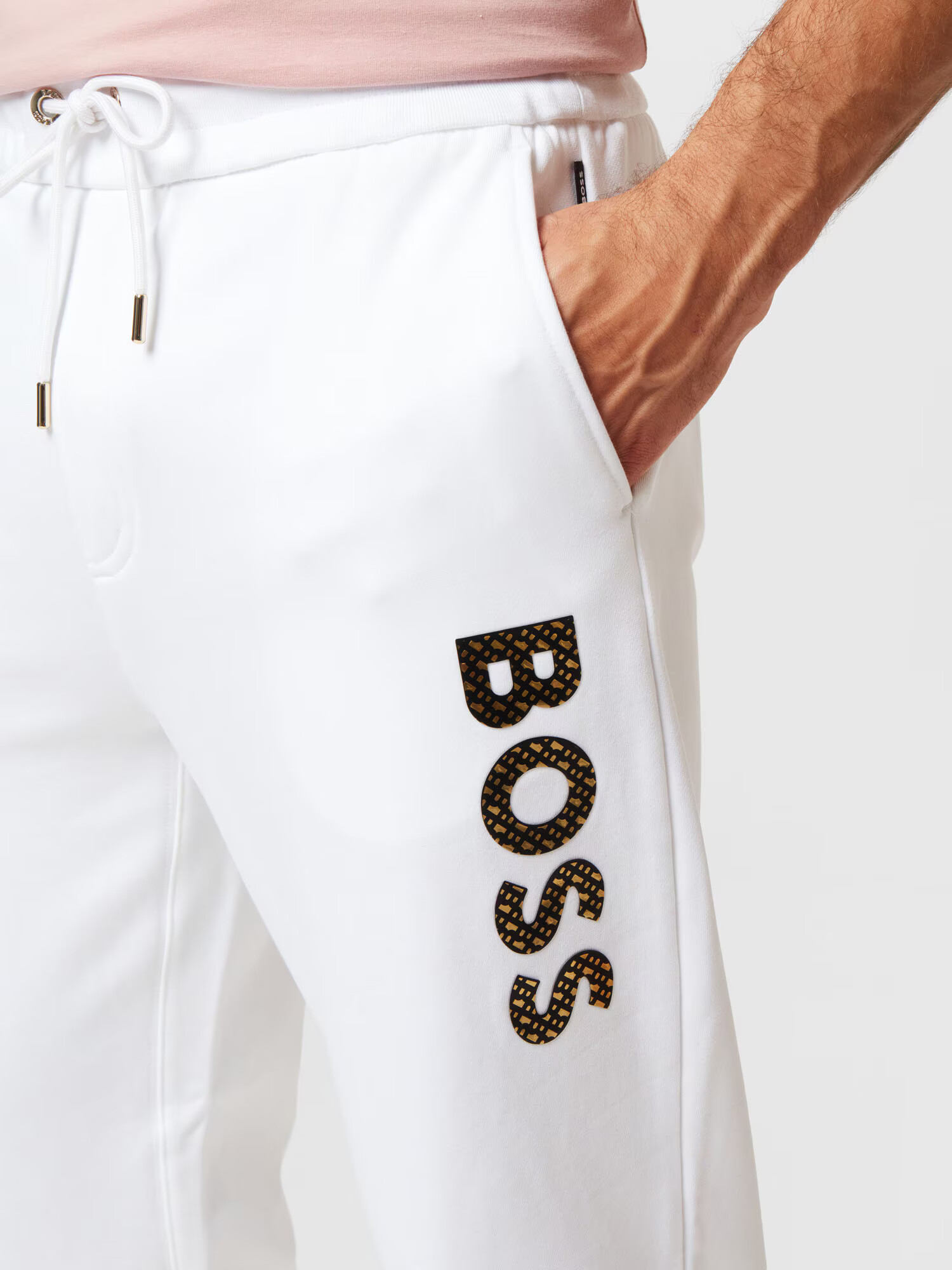 BOSS Black Pantaloni 'Lamont' galben / negru / alb - Pled.ro