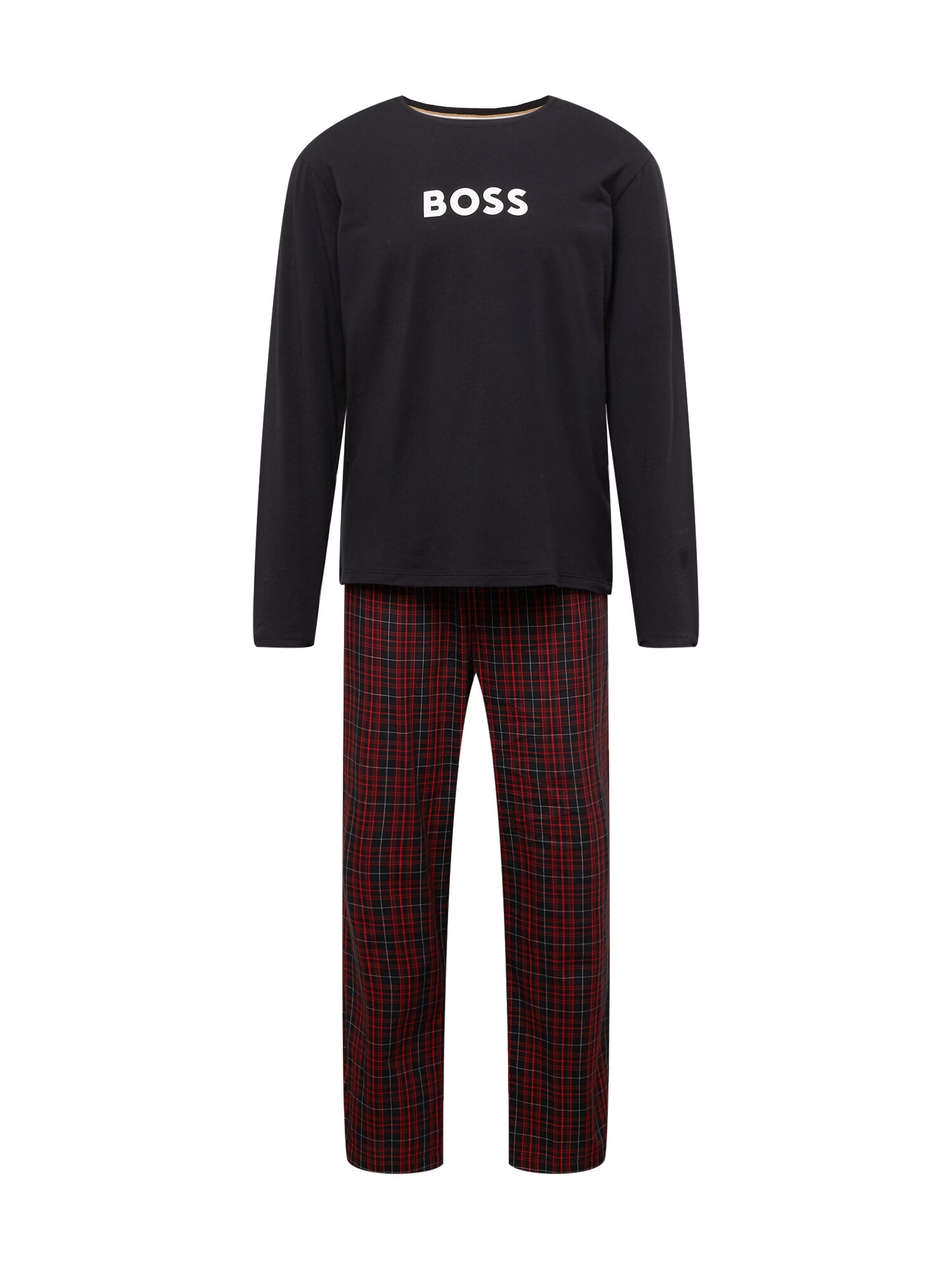 BOSS Black Pijama lungă albastru marin / roșu / alb - Pled.ro