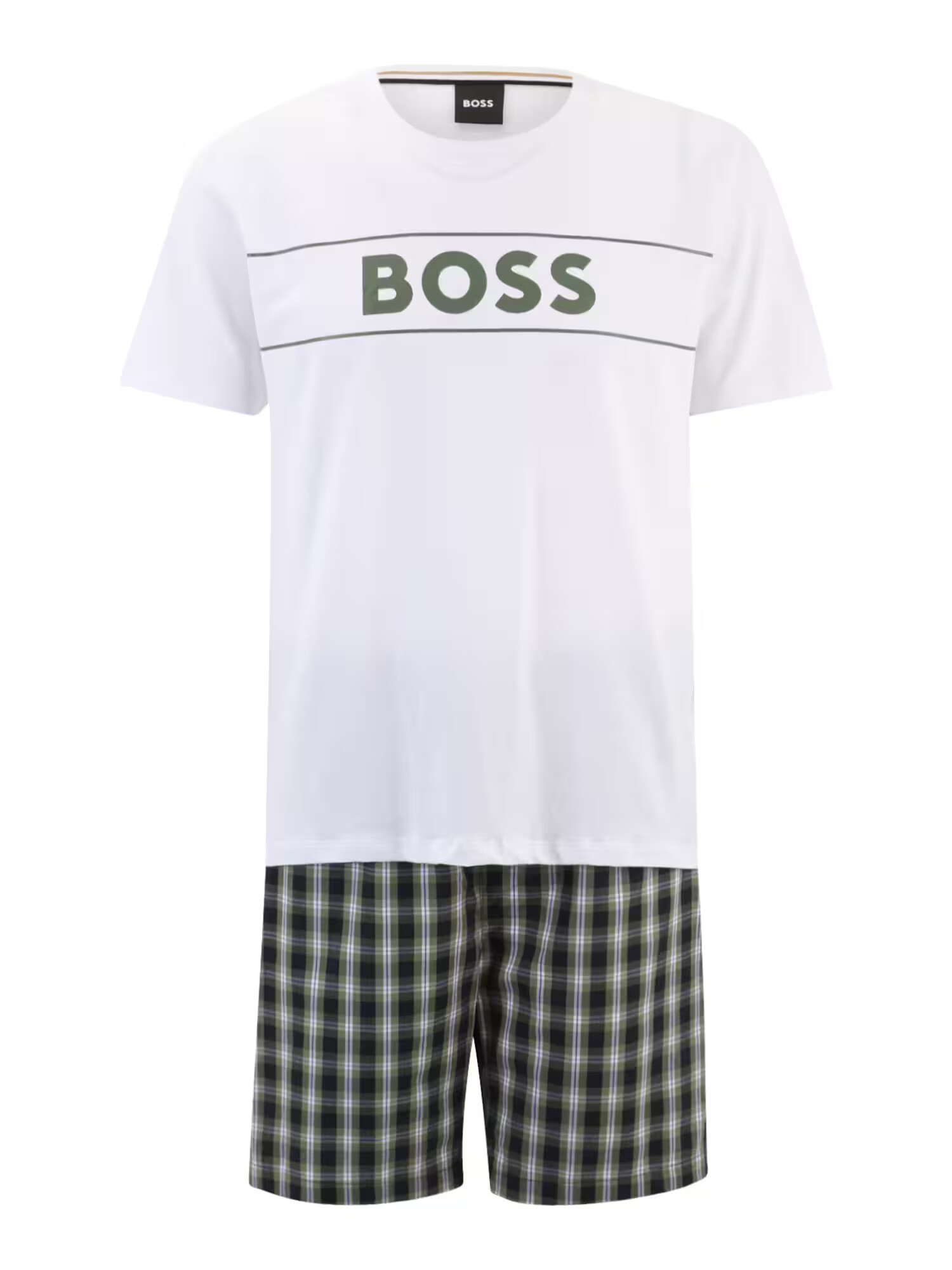 BOSS Black Pijama scurtă albastru închis / kaki / alb - Pled.ro