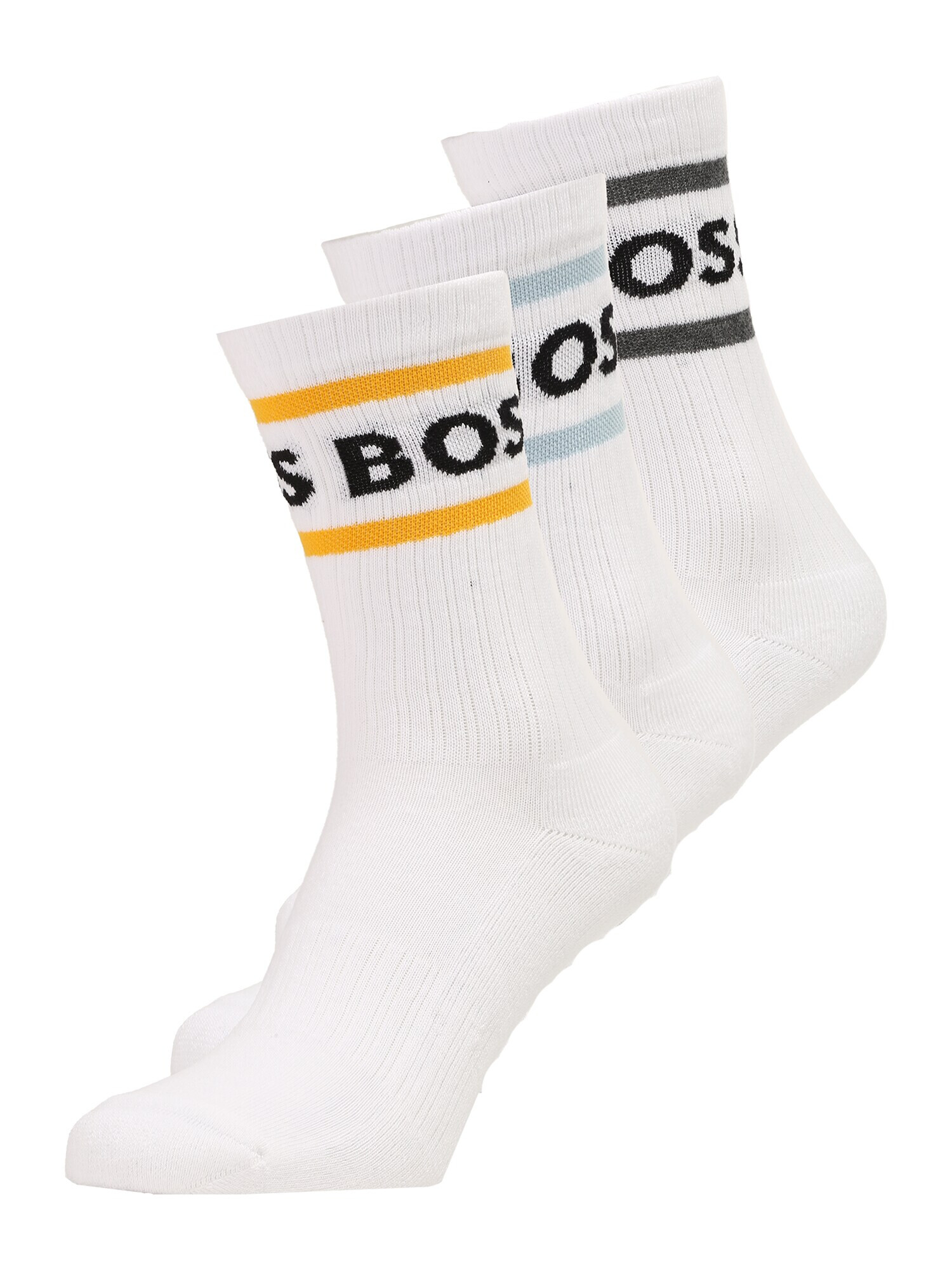 BOSS Black Șosete '3P Rib Stripe CC' galben curry / galben deschis / gri metalic / negru / alb - Pled.ro