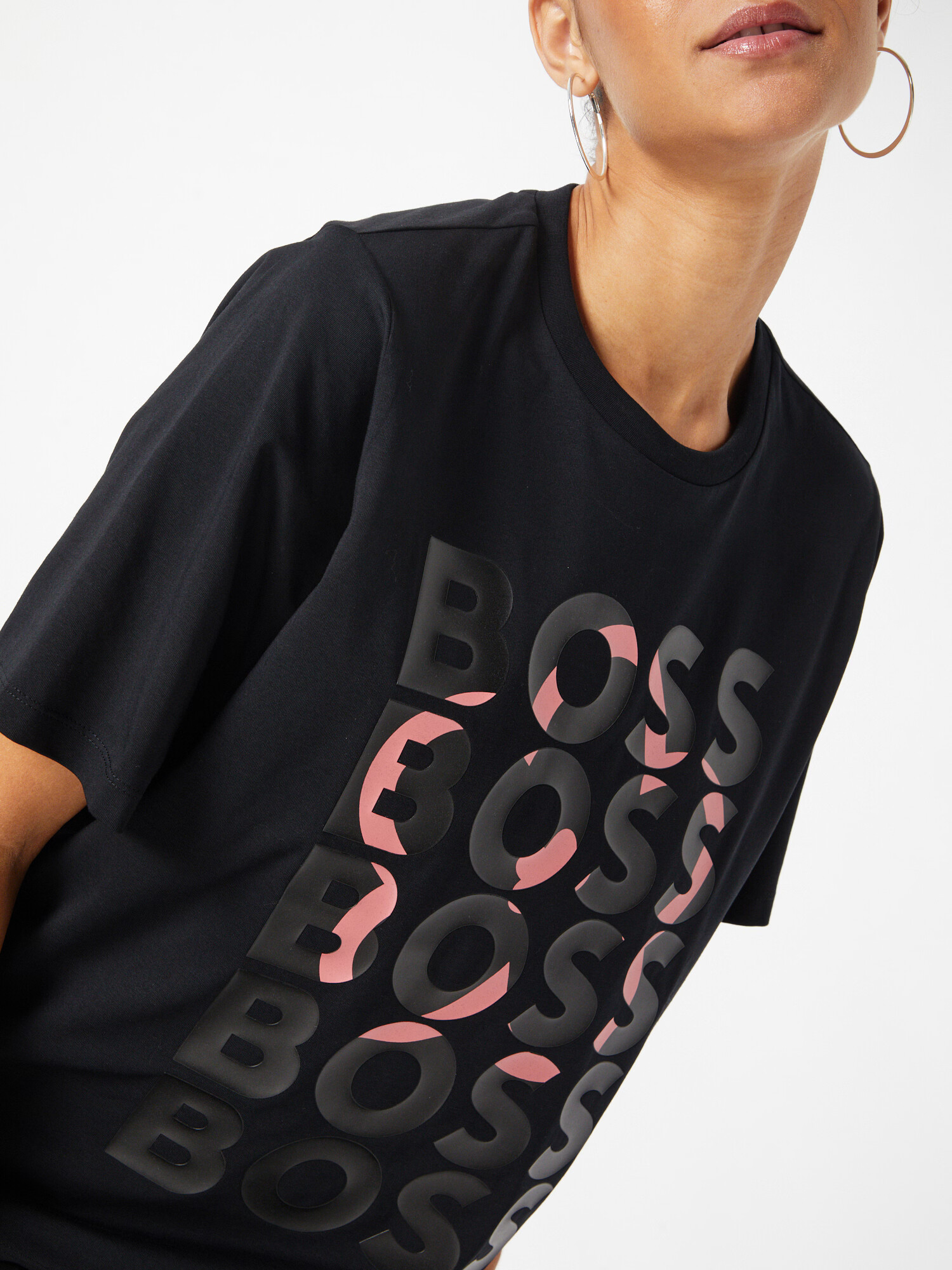 BOSS Black Tricou 'Ekri' roz / negru - Pled.ro