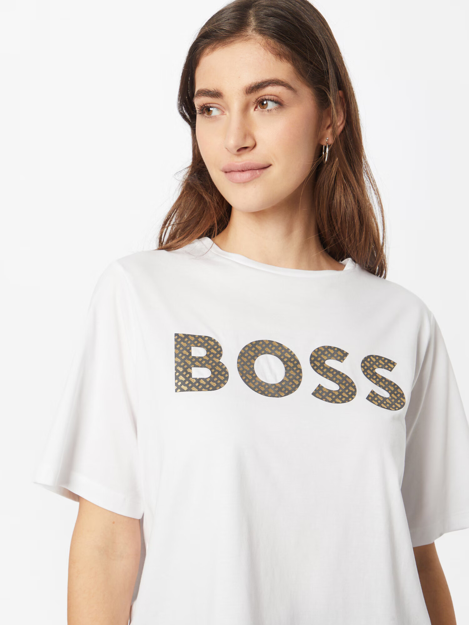 BOSS Black Tricou 'Ekrisp' auriu / negru / alb - Pled.ro