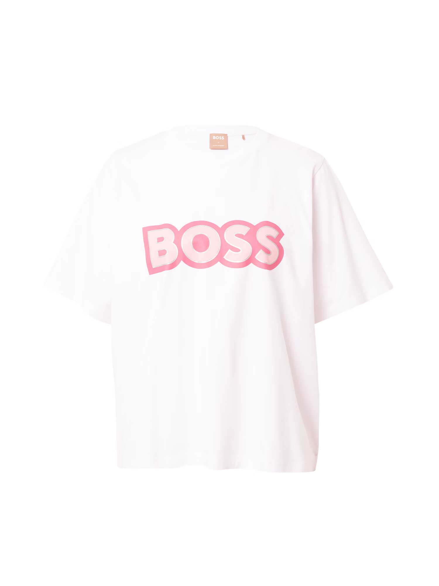 BOSS Black Tricou 'Ekrisp' roz / roz / argintiu / alb - Pled.ro