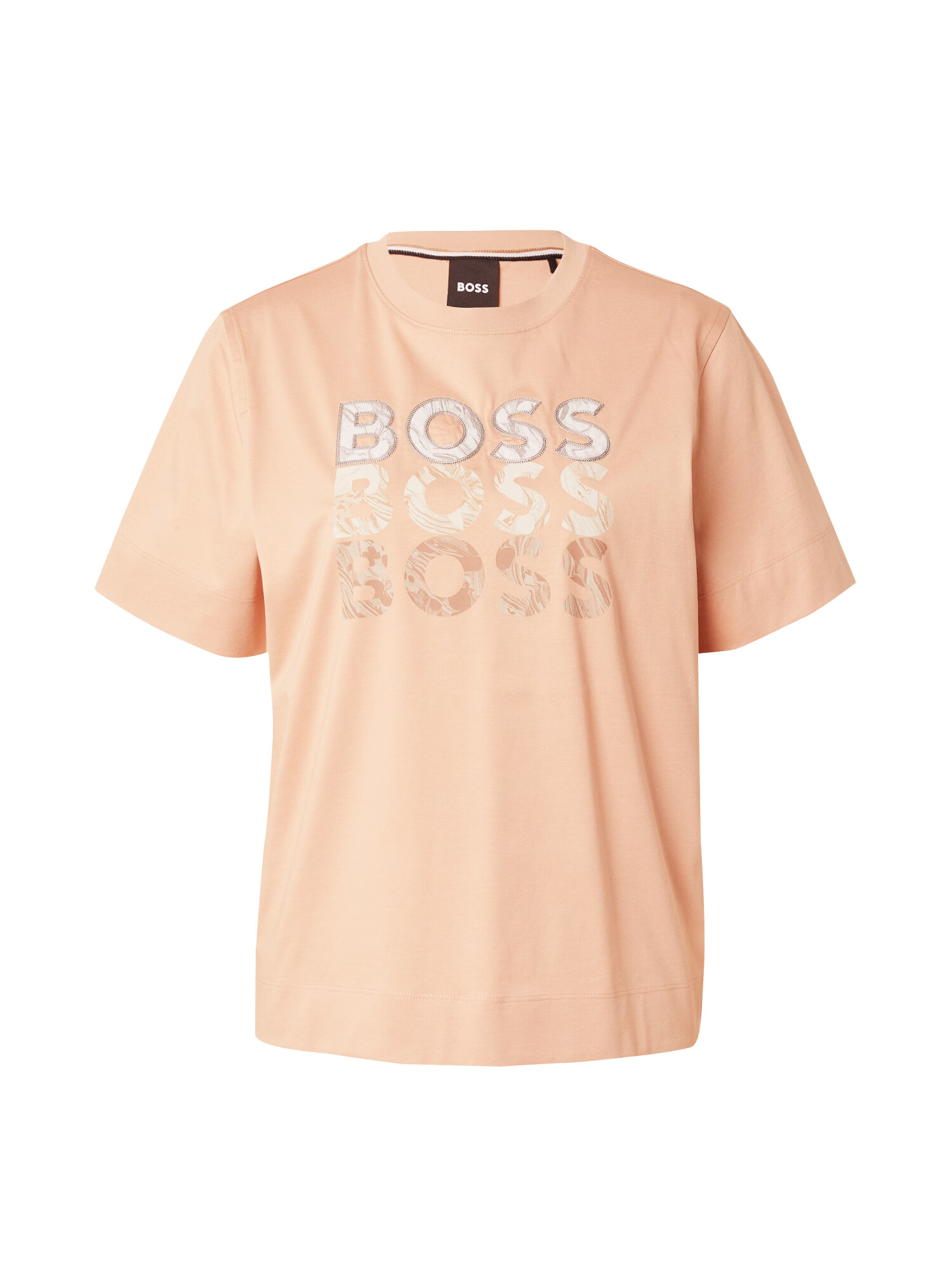 BOSS Black Tricou 'Elpha' nisipiu / maro / gri / alb - Pled.ro