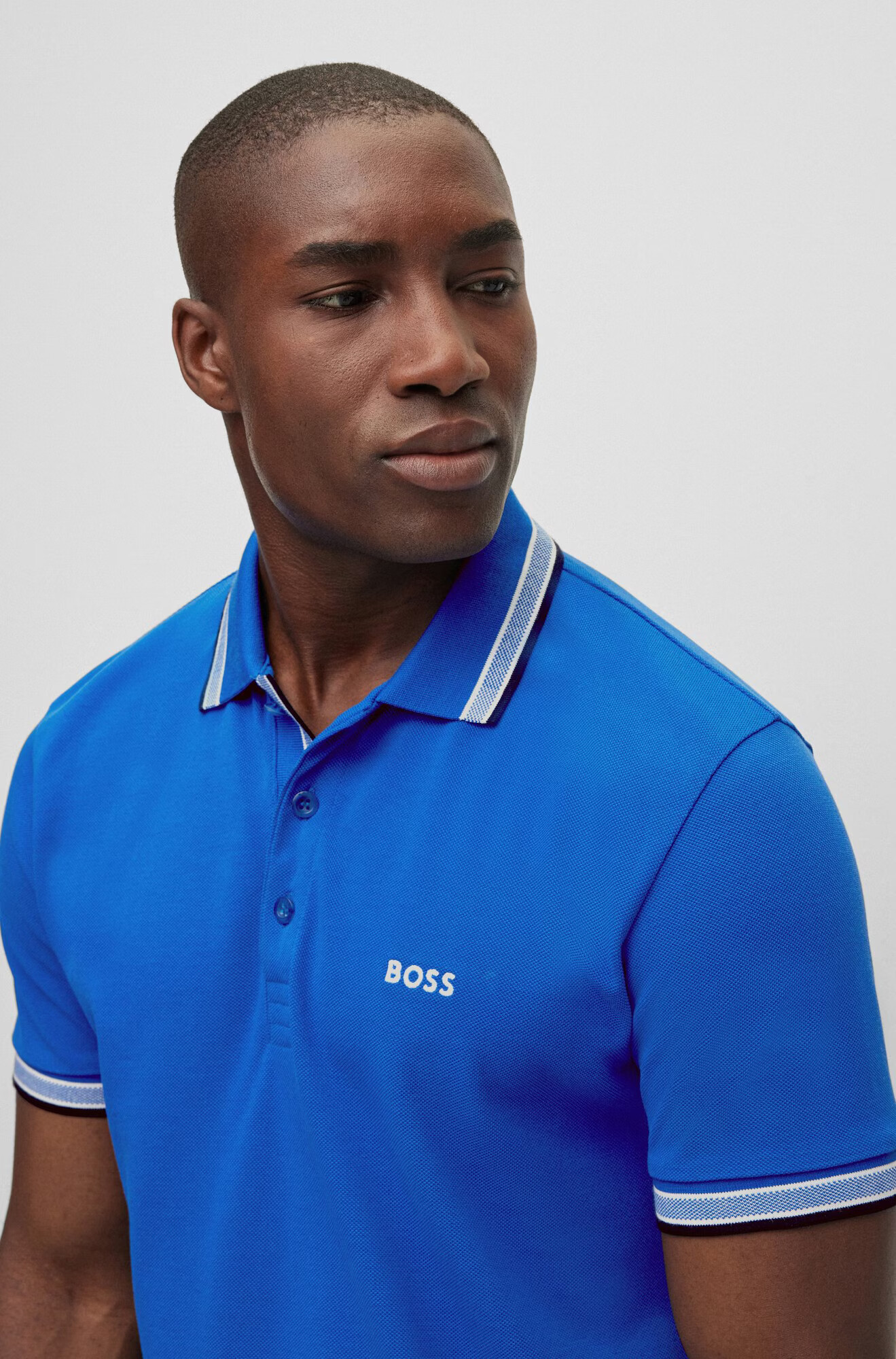 BOSS Black Tricou 'Paddy' albastru regal / negru / alb - Pled.ro