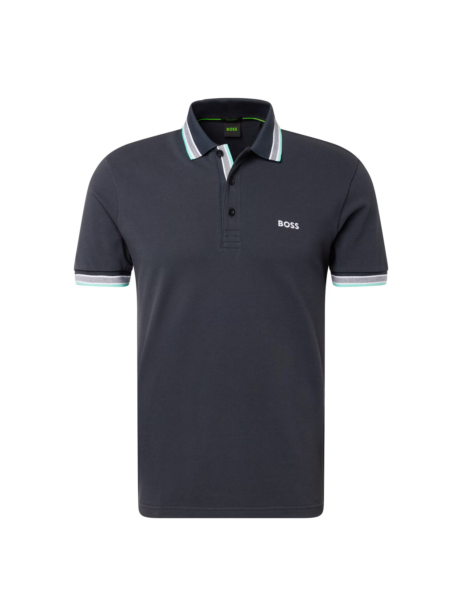 BOSS Green Tricou 'Paddy' bleumarin / albastru deschis / gri - Pled.ro