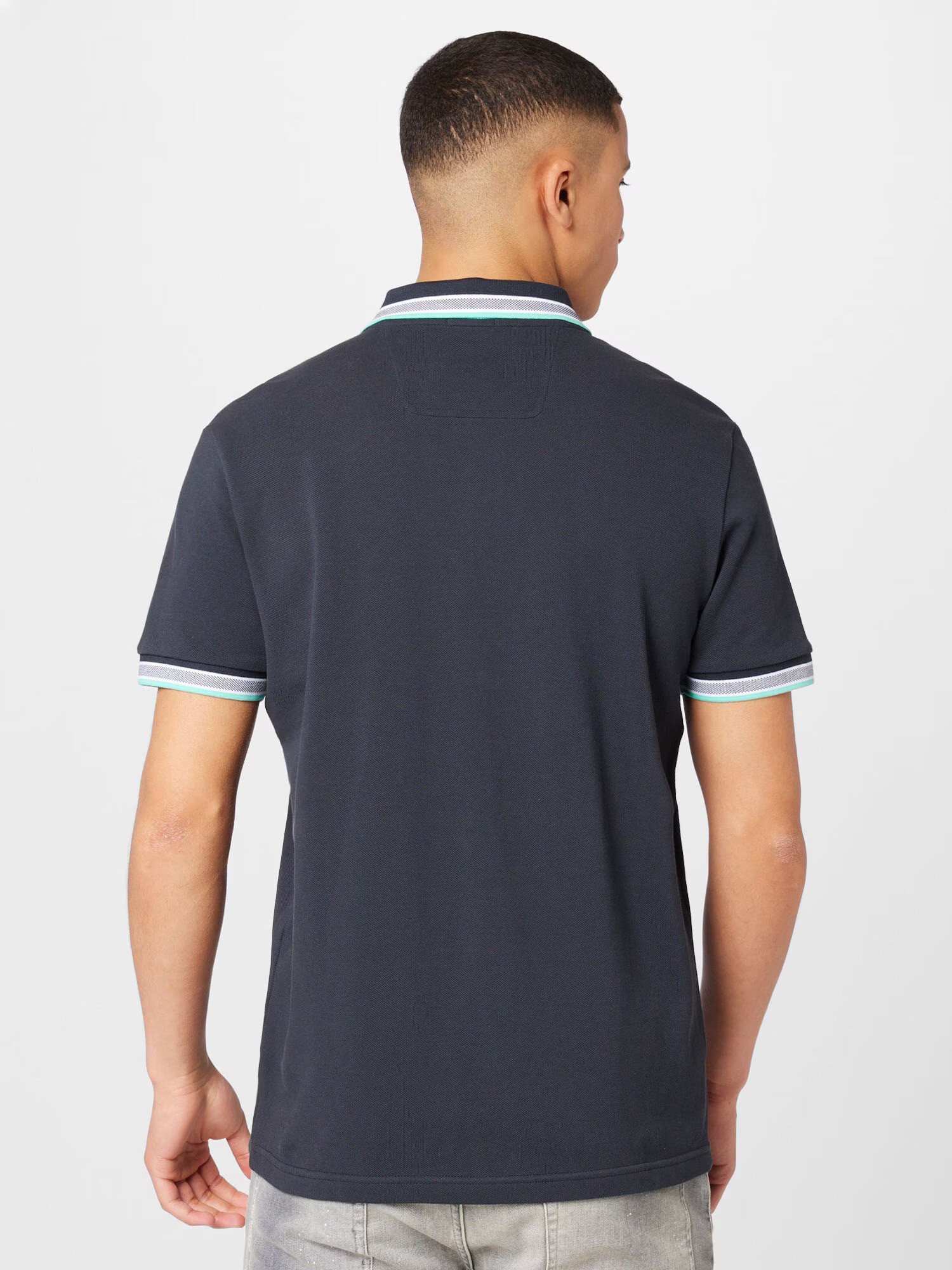 BOSS Green Tricou 'Paddy' bleumarin / albastru deschis / gri - Pled.ro