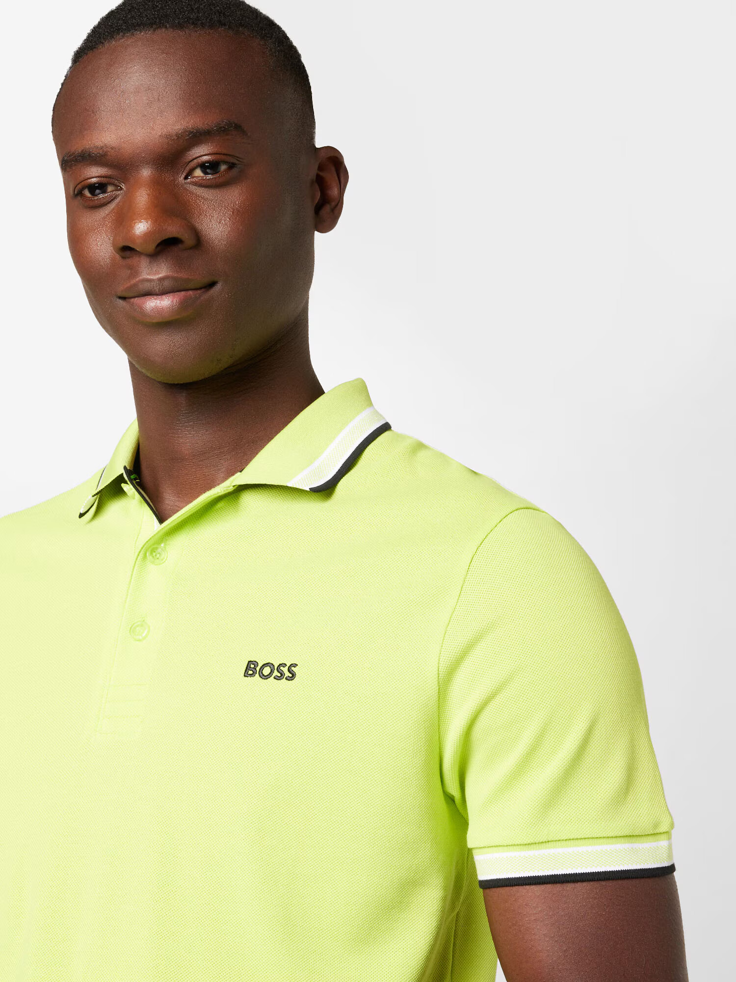 BOSS Green Tricou 'Paddy' verde deschis / negru / alb - Pled.ro