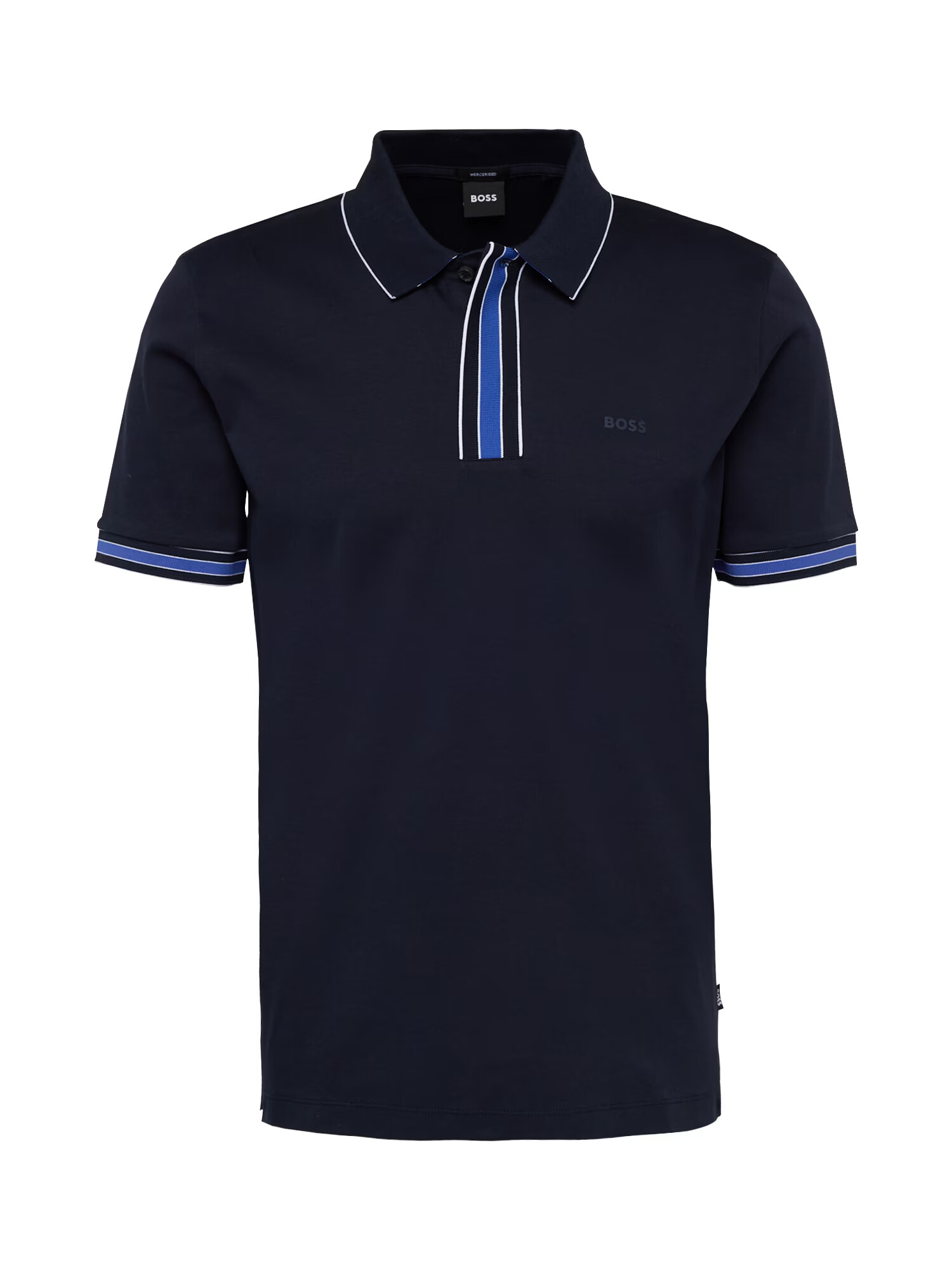 BOSS Black Tricou 'Parlay' bleumarin / azur / alb - Pled.ro