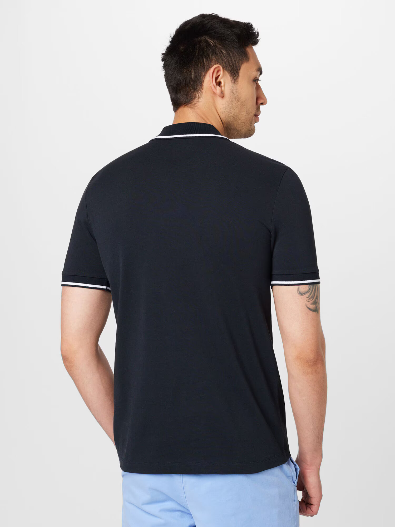 BOSS Black Tricou 'Phillipson' albastru închis / maro deschis / alb - Pled.ro