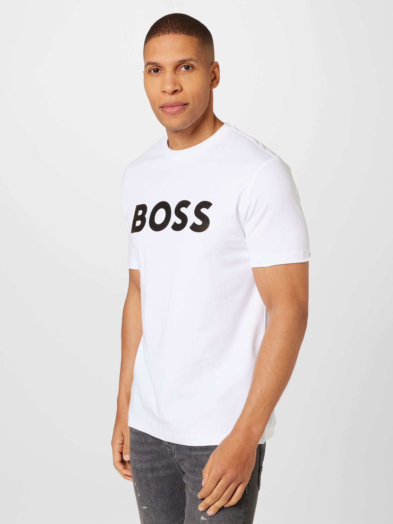 BOSS Black Tricou 'Tiburt' galben muștar / negru / alb - Pled.ro