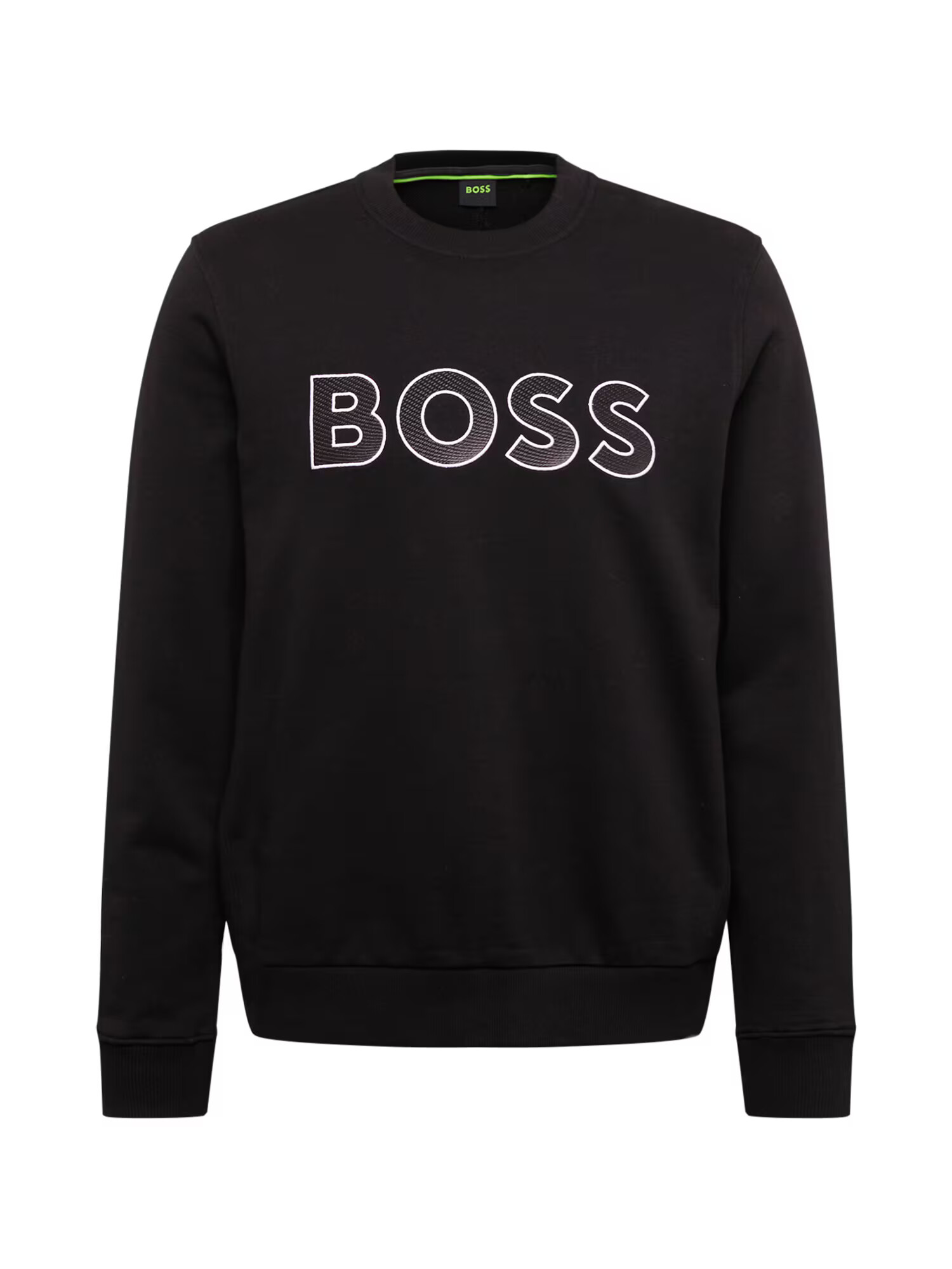 BOSS Green Bluză de molton 'Salbo' negru / alb - Pled.ro