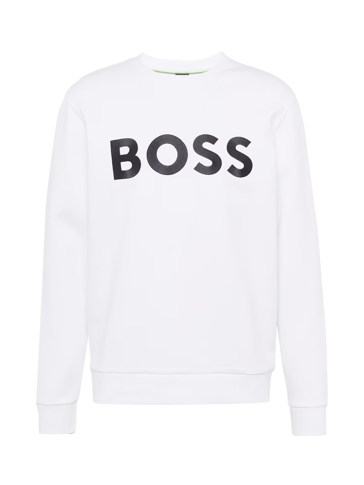 BOSS Green Bluză de molton 'Salbo' negru / alb - Pled.ro