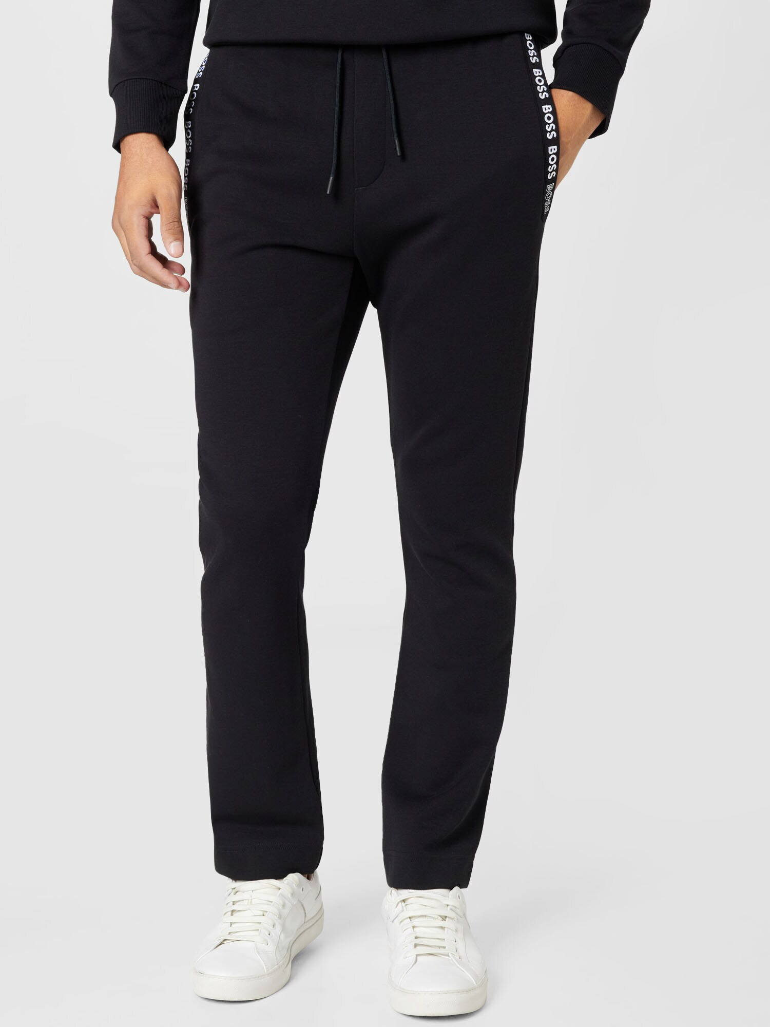 BOSS Green Pantaloni 'Hadeos' negru / alb - Pled.ro