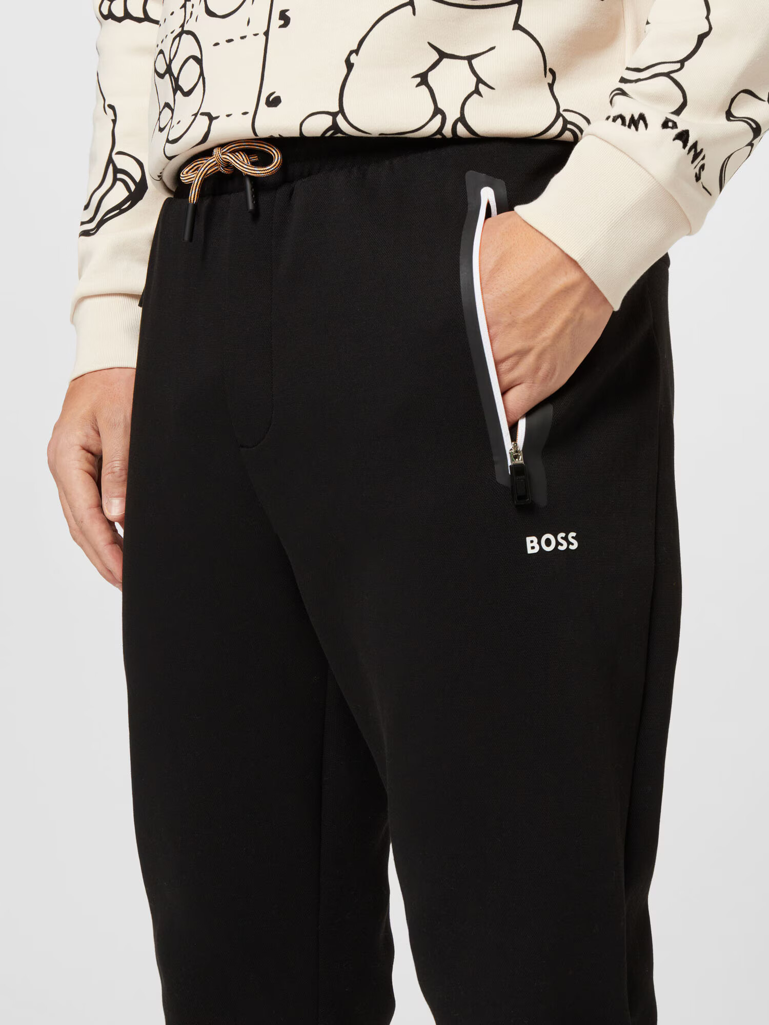 BOSS Green Pantaloni 'Hadiko 3' negru / alb - Pled.ro