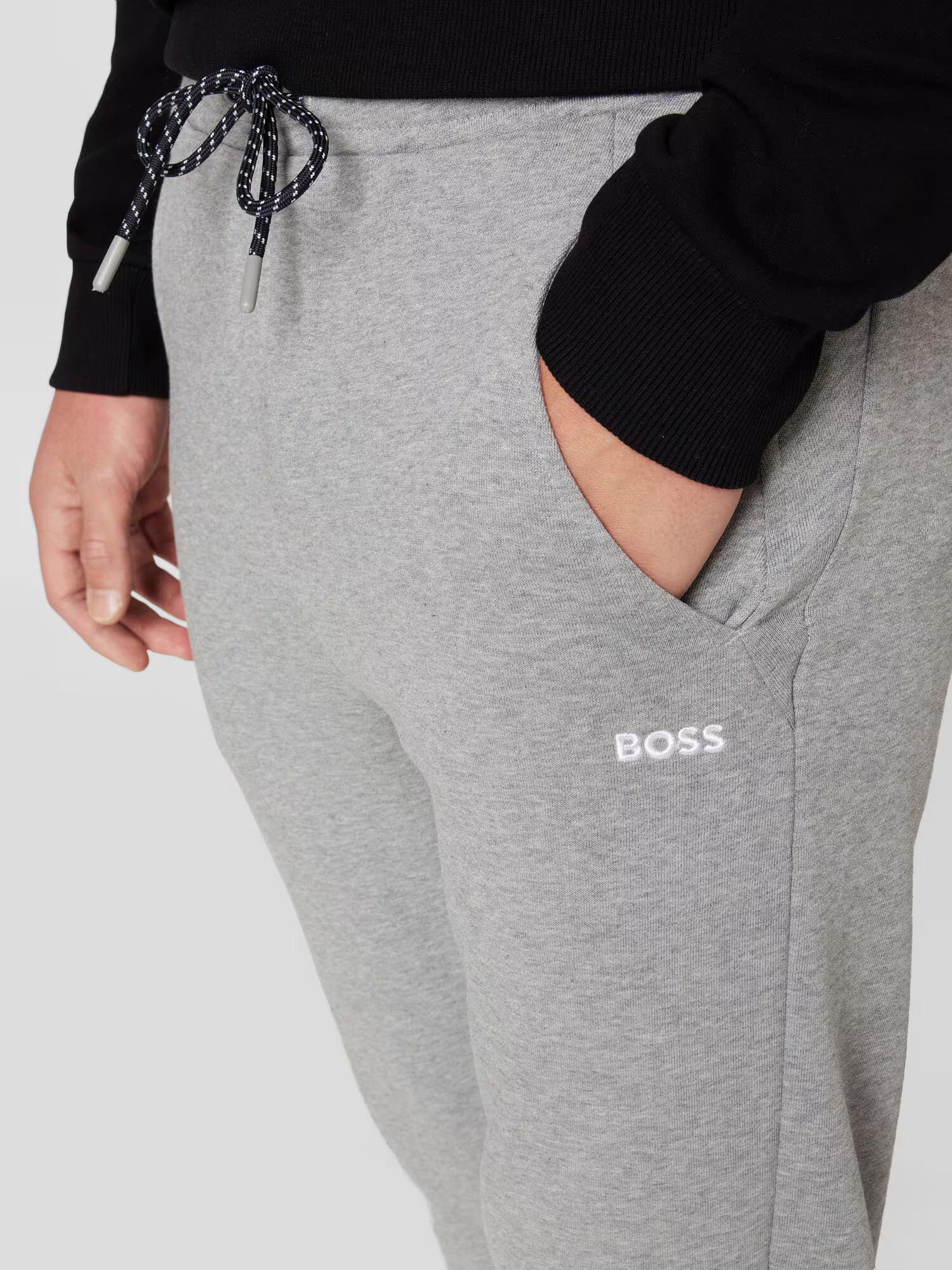 BOSS Black Pantaloni 'Hadiko' gri deschis / alb - Pled.ro