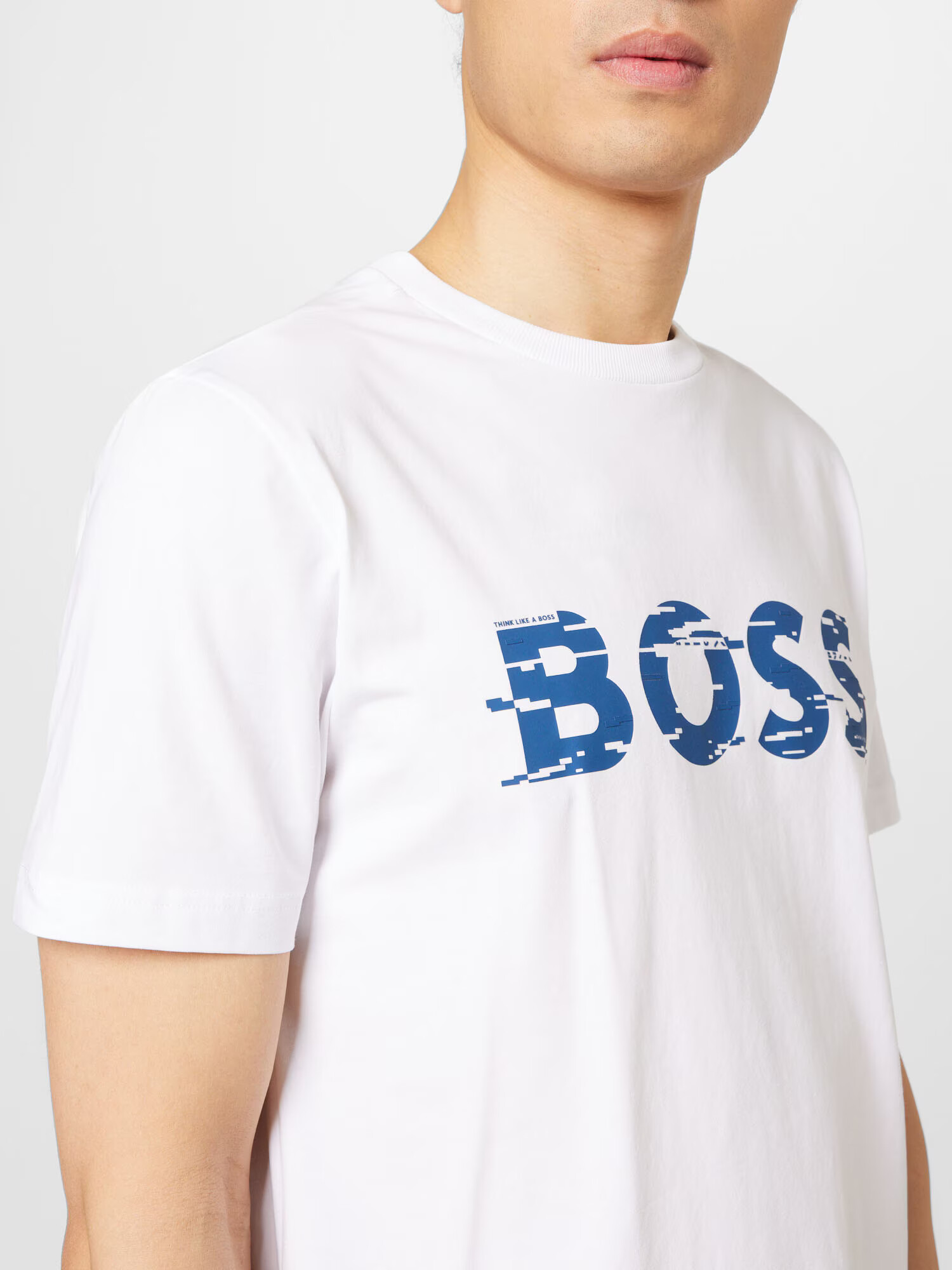 BOSS Green Tricou albastru / alb - Pled.ro