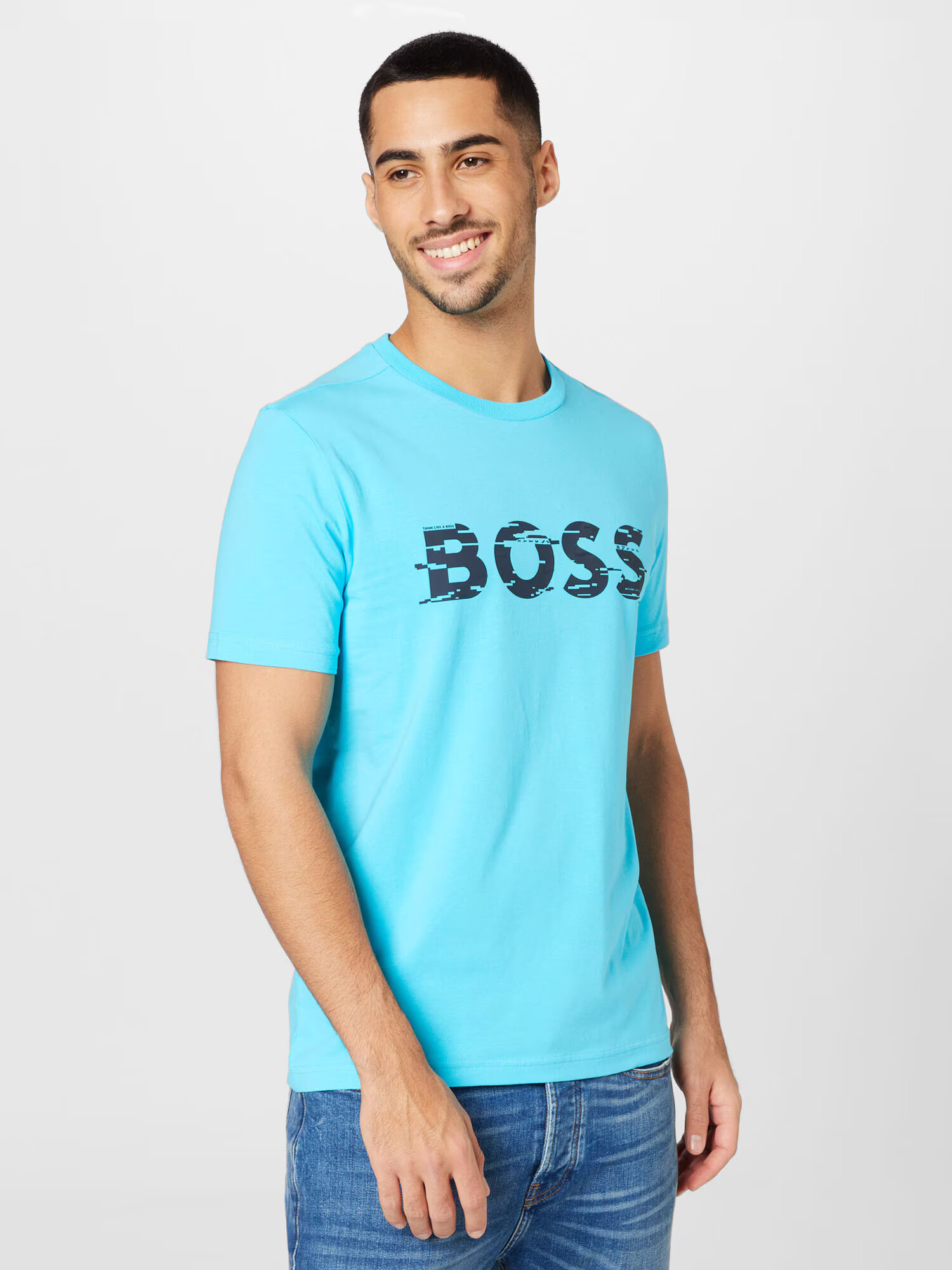 BOSS Green Tricou albastru deschis / verde pin - Pled.ro