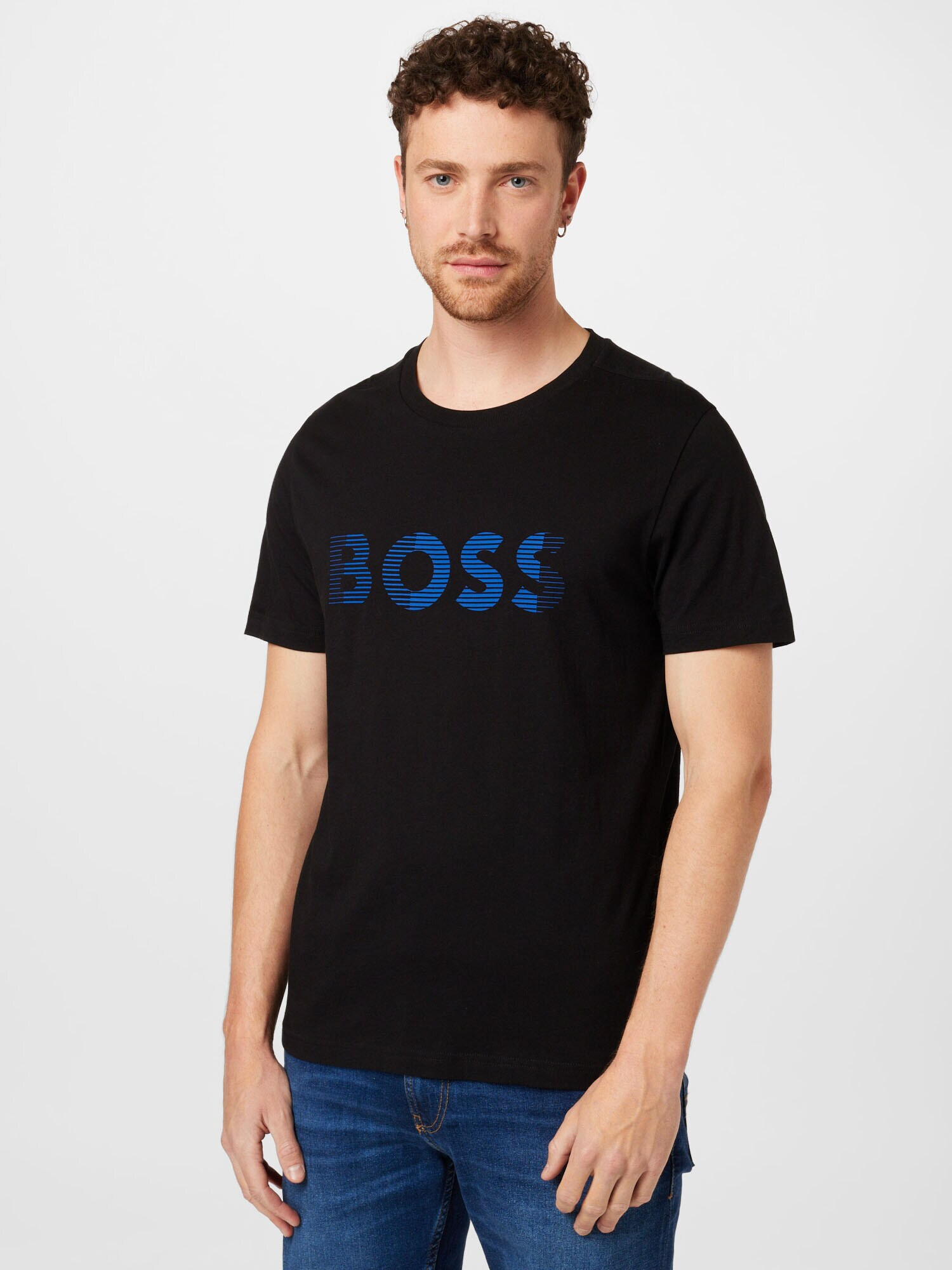 BOSS Green Tricou albastru / negru - Pled.ro