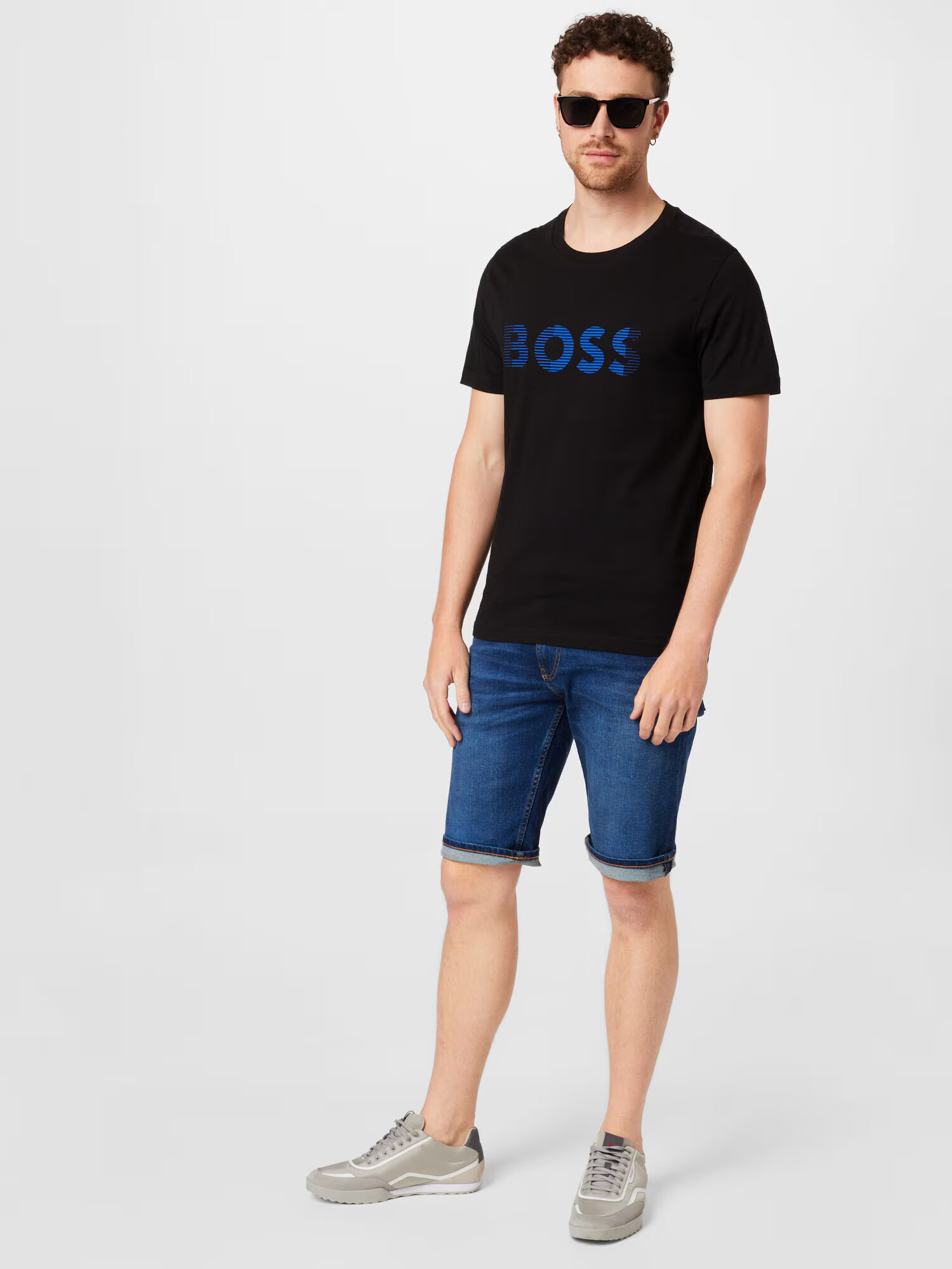 BOSS Green Tricou albastru / negru - Pled.ro